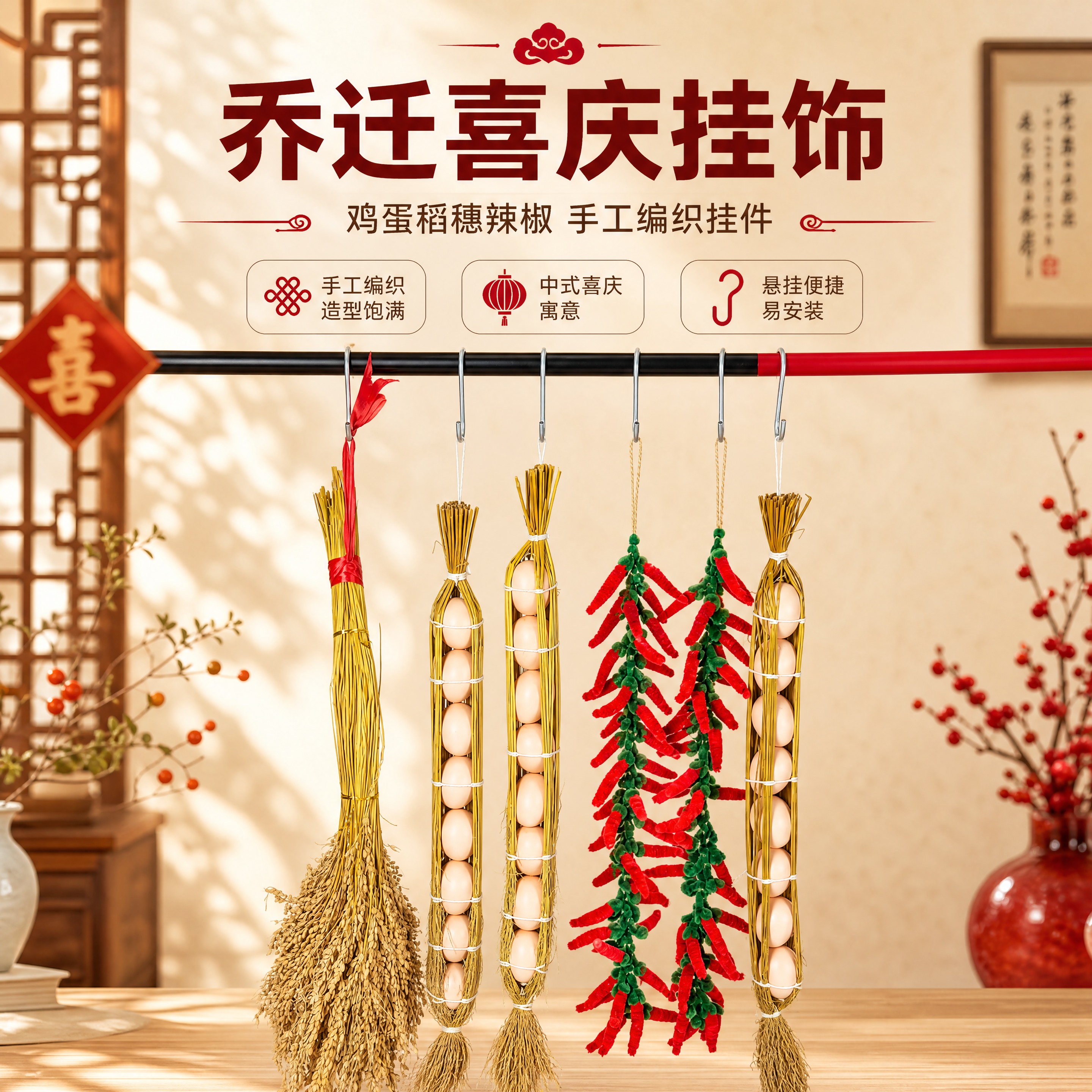 [商品] 使用【图1】鸡蛋稻穗手工辣椒挂件全家福；保留布艺红辣… - 图片创意预览