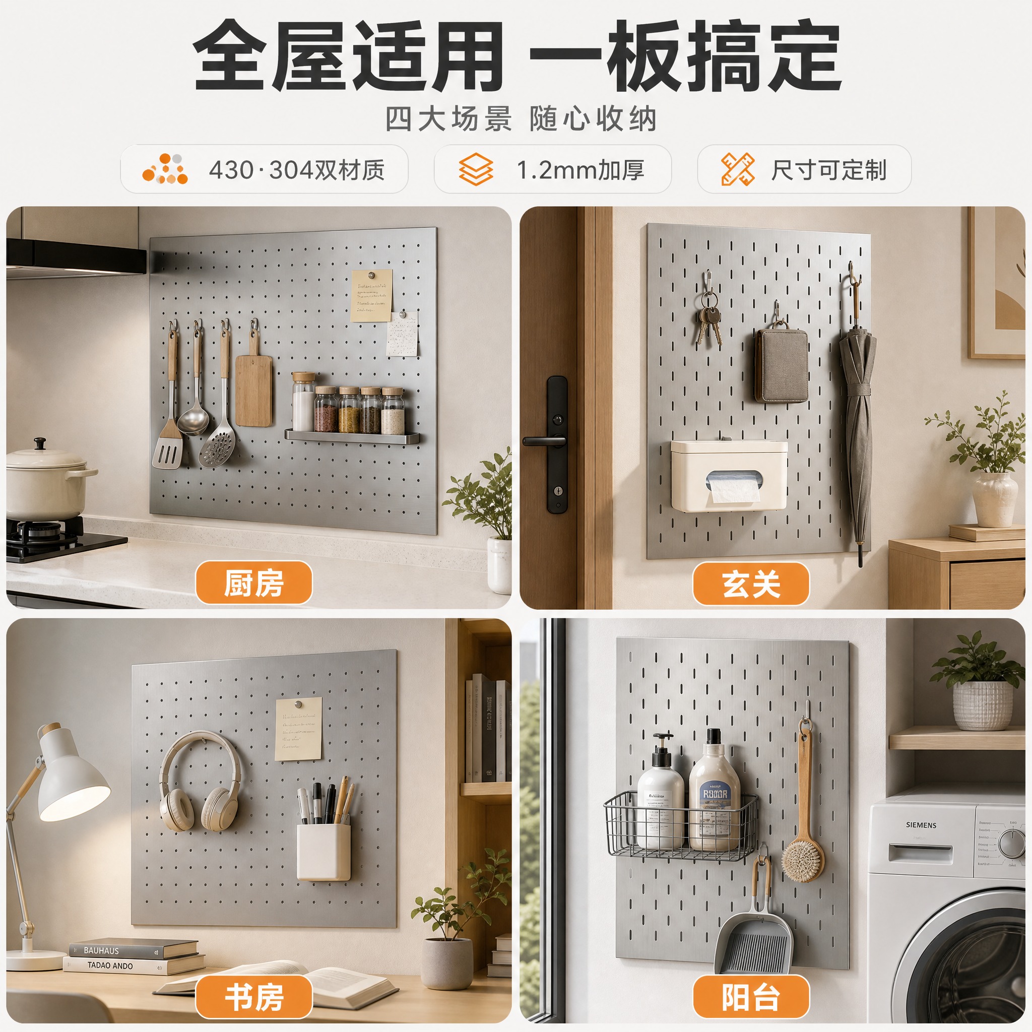 [主图-5] 多场景与规格服务图，展示厨房、玄关、书房、阳台四… - 图片创意预览