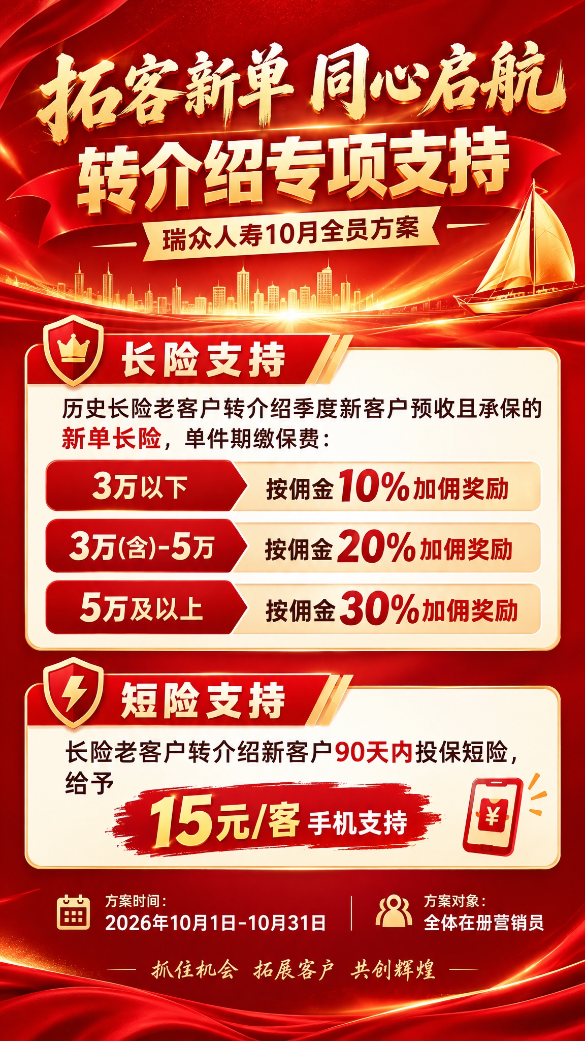 微信转发风格的保险方案宣导海报，红金大气商务风格，顶部大标题"… - 图片创意预览