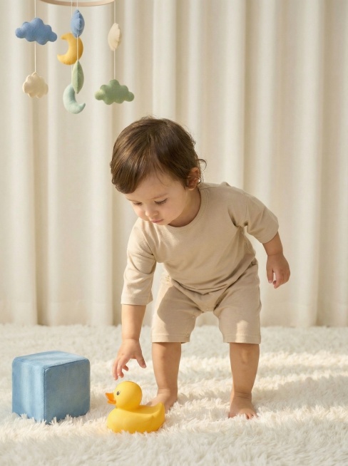 可适当加入互动的玩具或其他元素，增加活人感，年龄1-2岁的婴童避免直视镜头预览效果