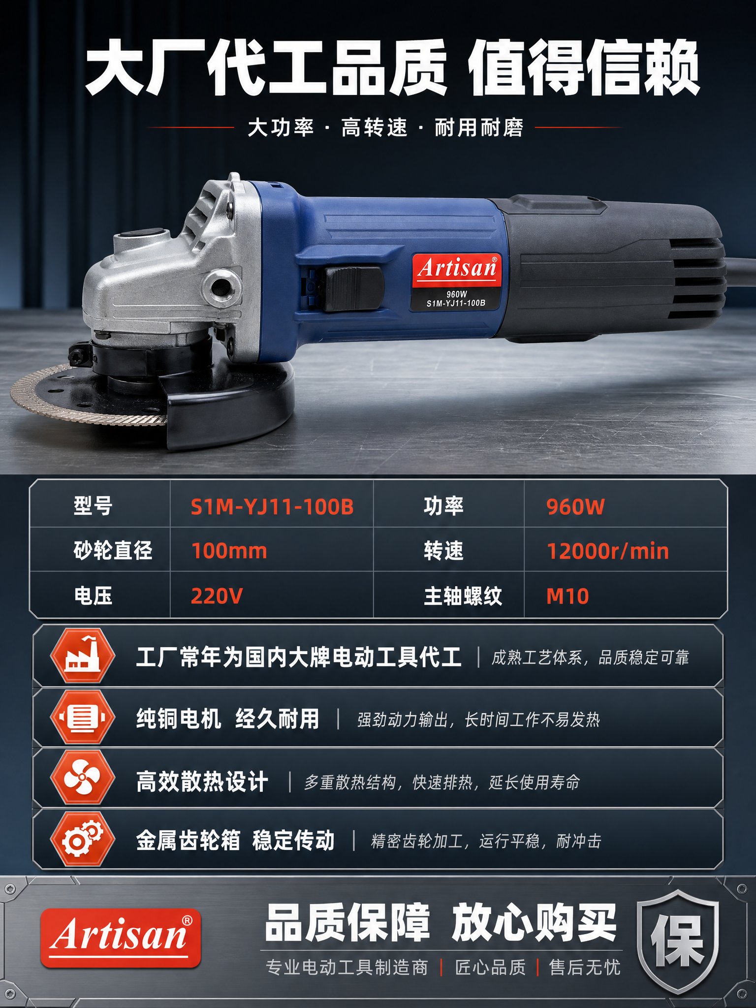 [主图-5] 规格参数与品质背书页，主题为“大厂代工品质 规格… - 图片创意预览
