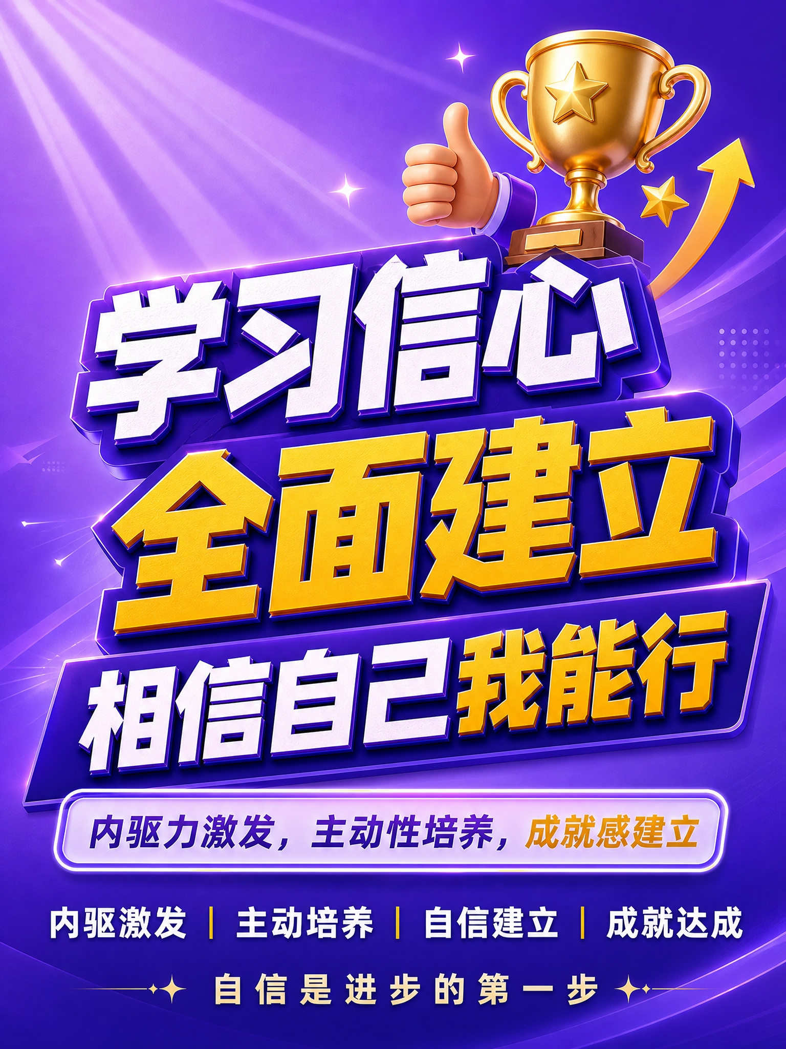 厚重3D立体字风格开学季竖版海报，紫金渐变配色，严格参考示例图… - 图片创意预览