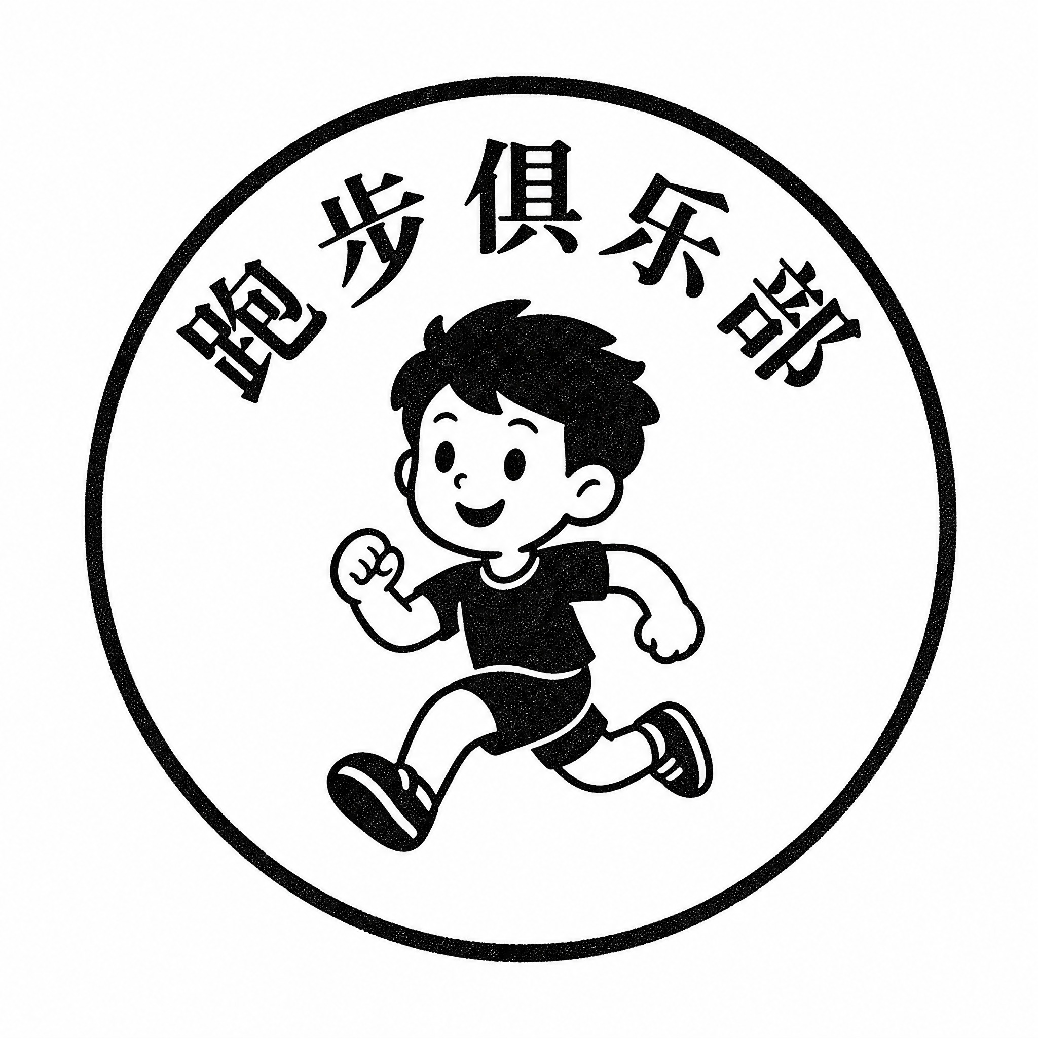 一枚20mm圆形印章设计，纯黑色印章质感，白色背景。中间是一个… - 图片创意预览