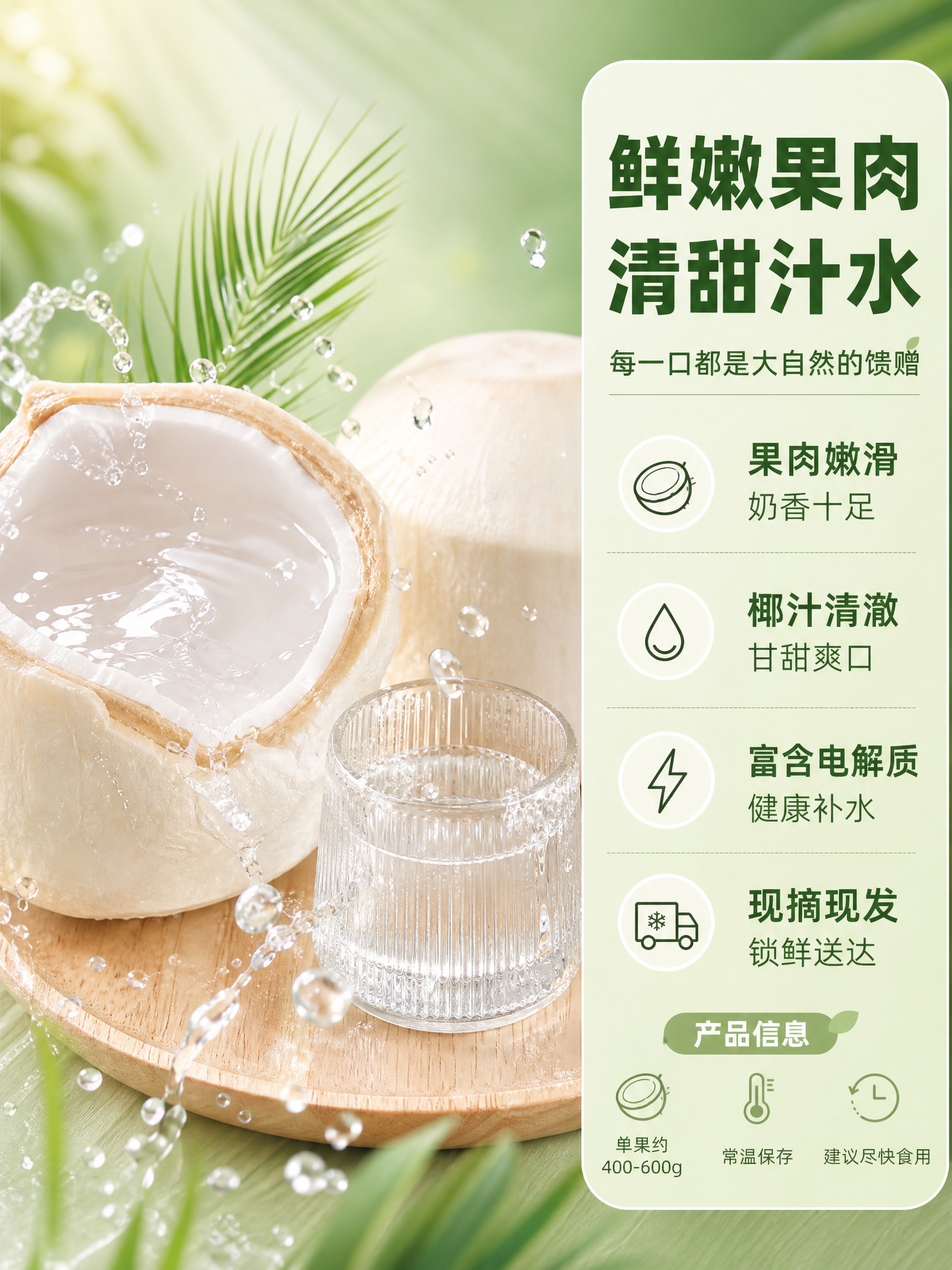 [商品] 使用【图1】椰青产品图；保留椰青白色外壳、切开后奶白… - 图片创意预览