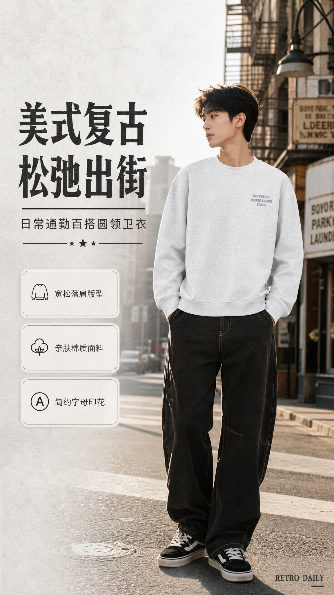 [商品] 使用【图1】浅花灰色圆领卫衣；商品处理：保留圆领、落… - 图片创意预览