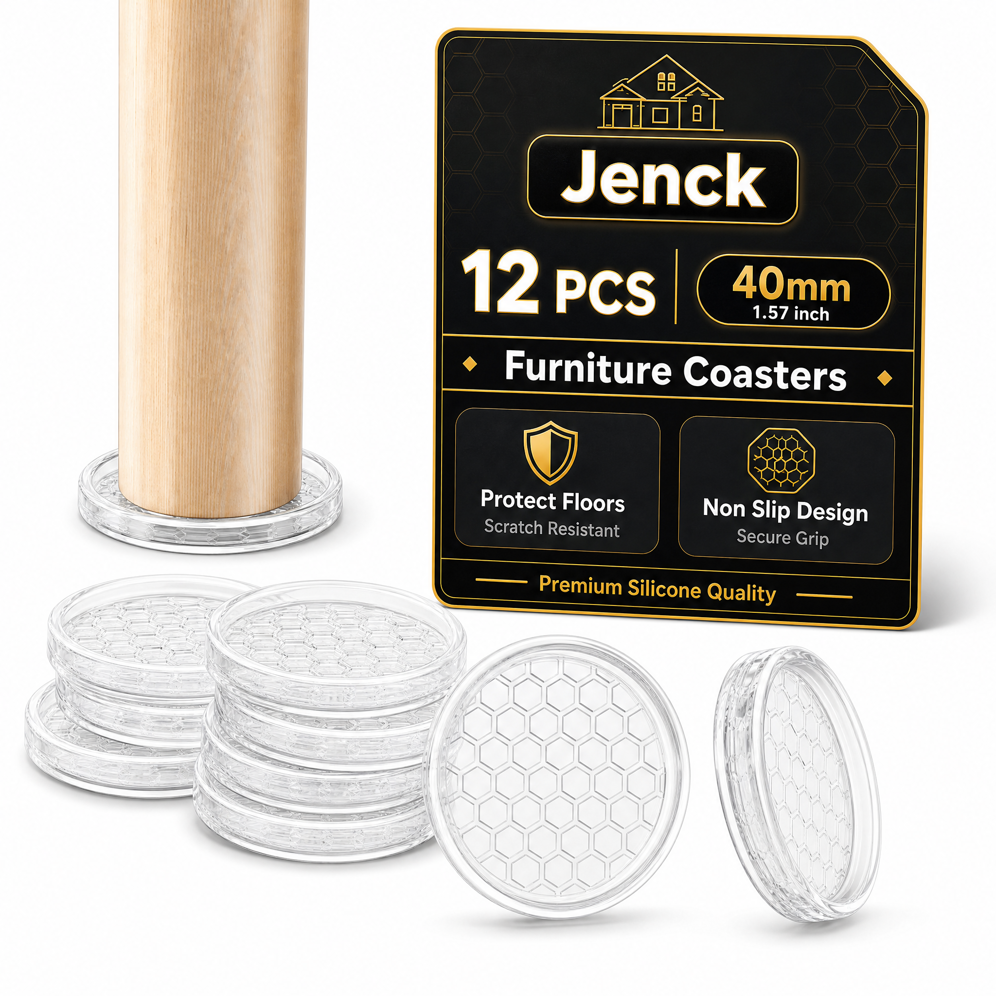 [Amazon主图 黑金配色 12PCS 40mm] Jenc… - 图片创意预览
