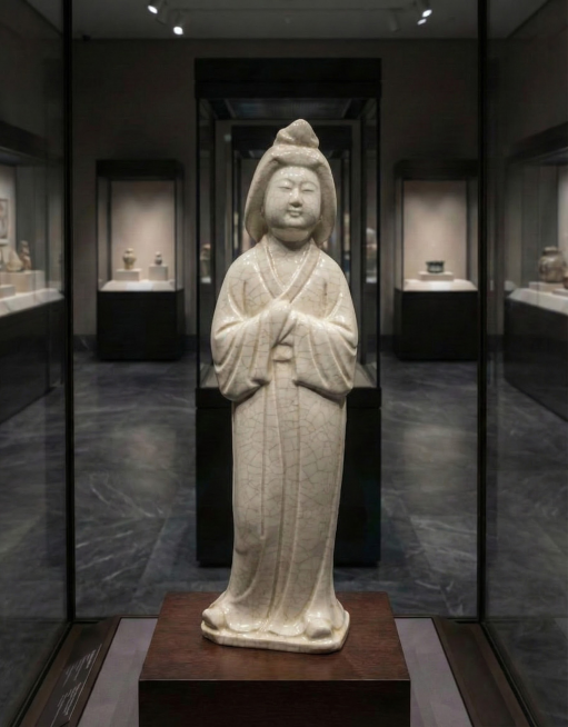 将这个陶俑变成瓷器质地预览效果
