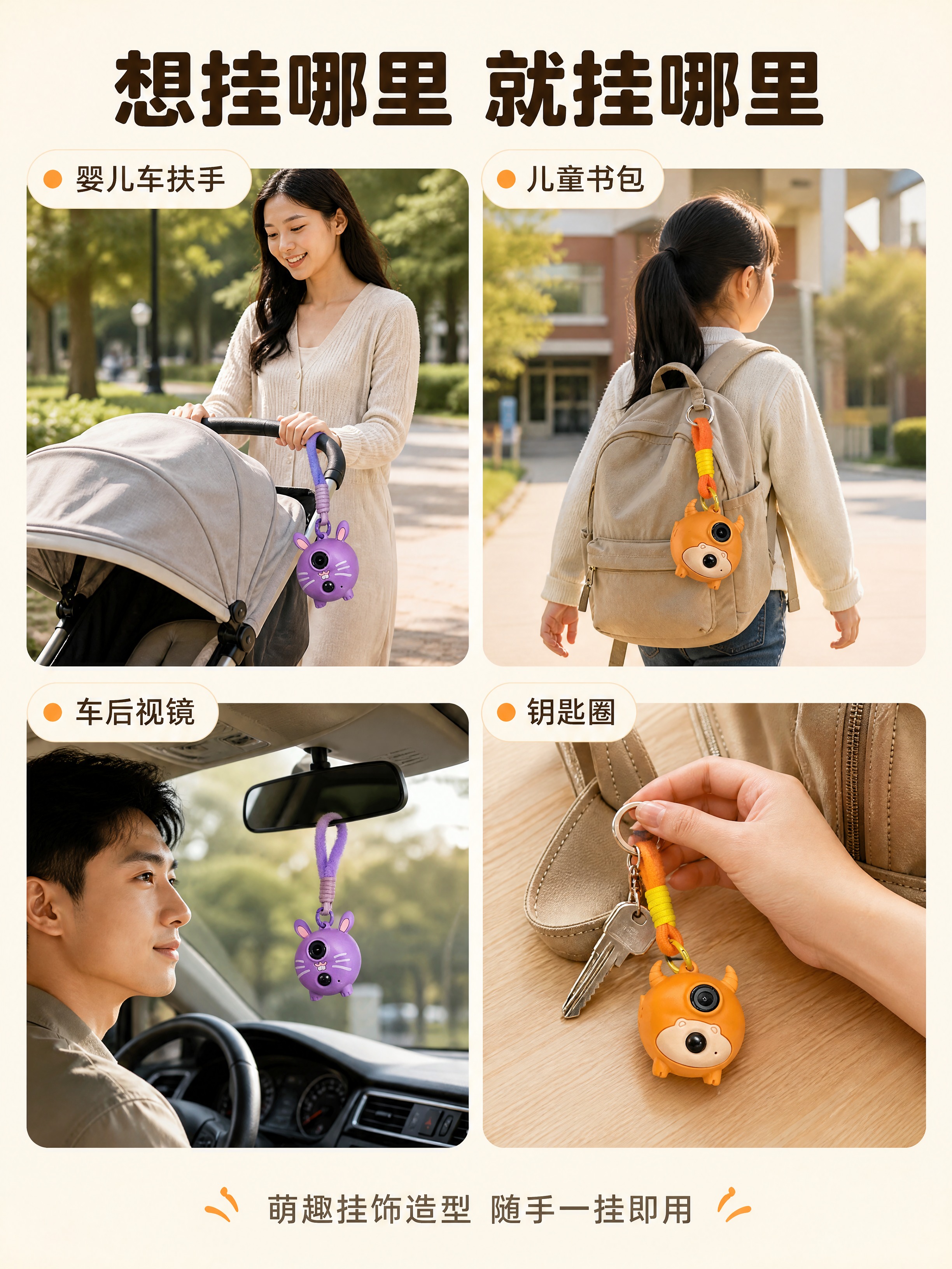 [商品] 使用【图1】两款挂饰摄像机（紫色兔子款、橘色虎纹款）… - 图片创意预览