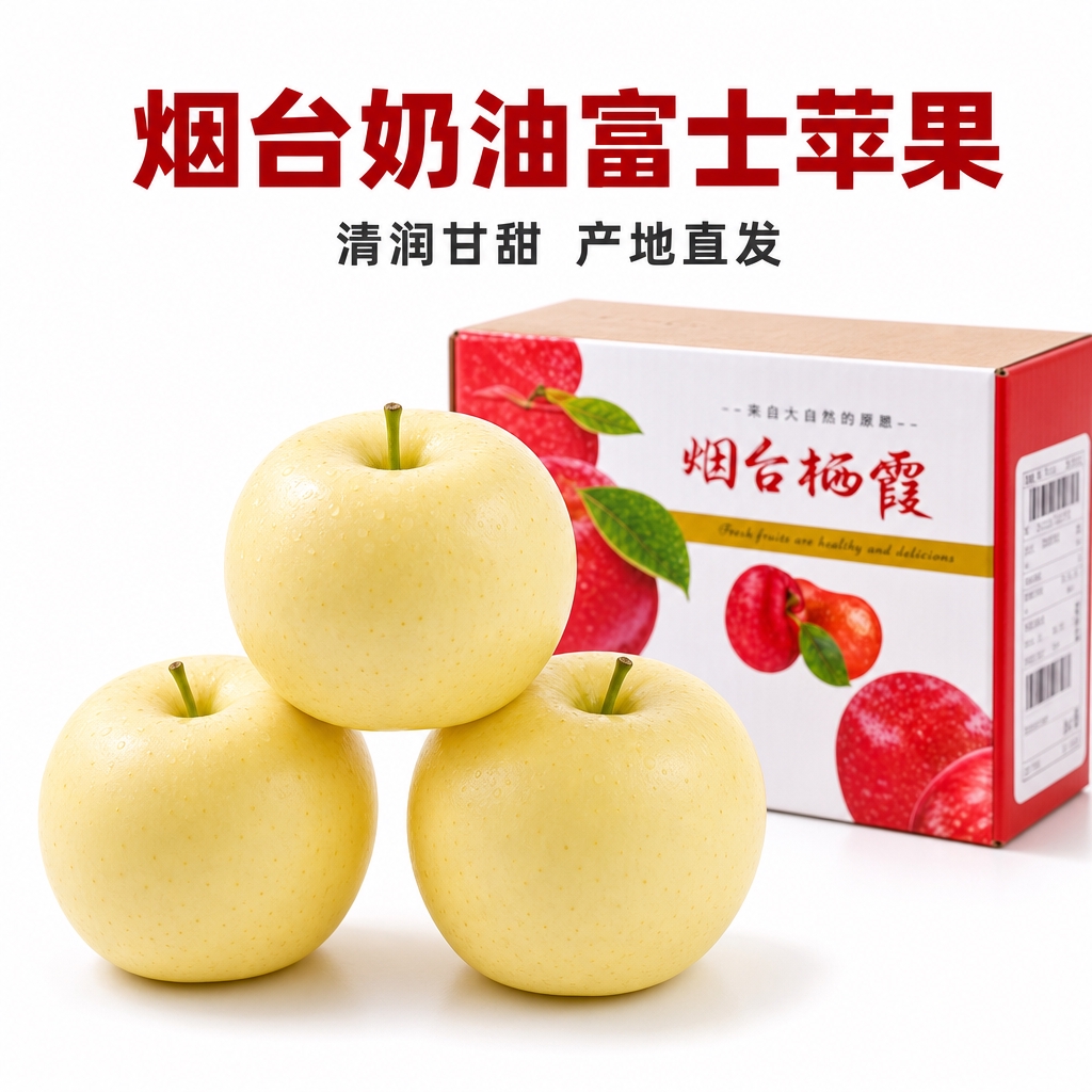 [主图-6] 烟台奶油富士苹果，核心卖点：清润甘甜 产地直发。… - 图片创意预览