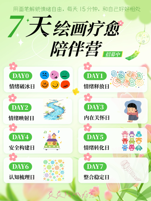 7天绘画疗愈陪伴营宣传小红书封面预览效果