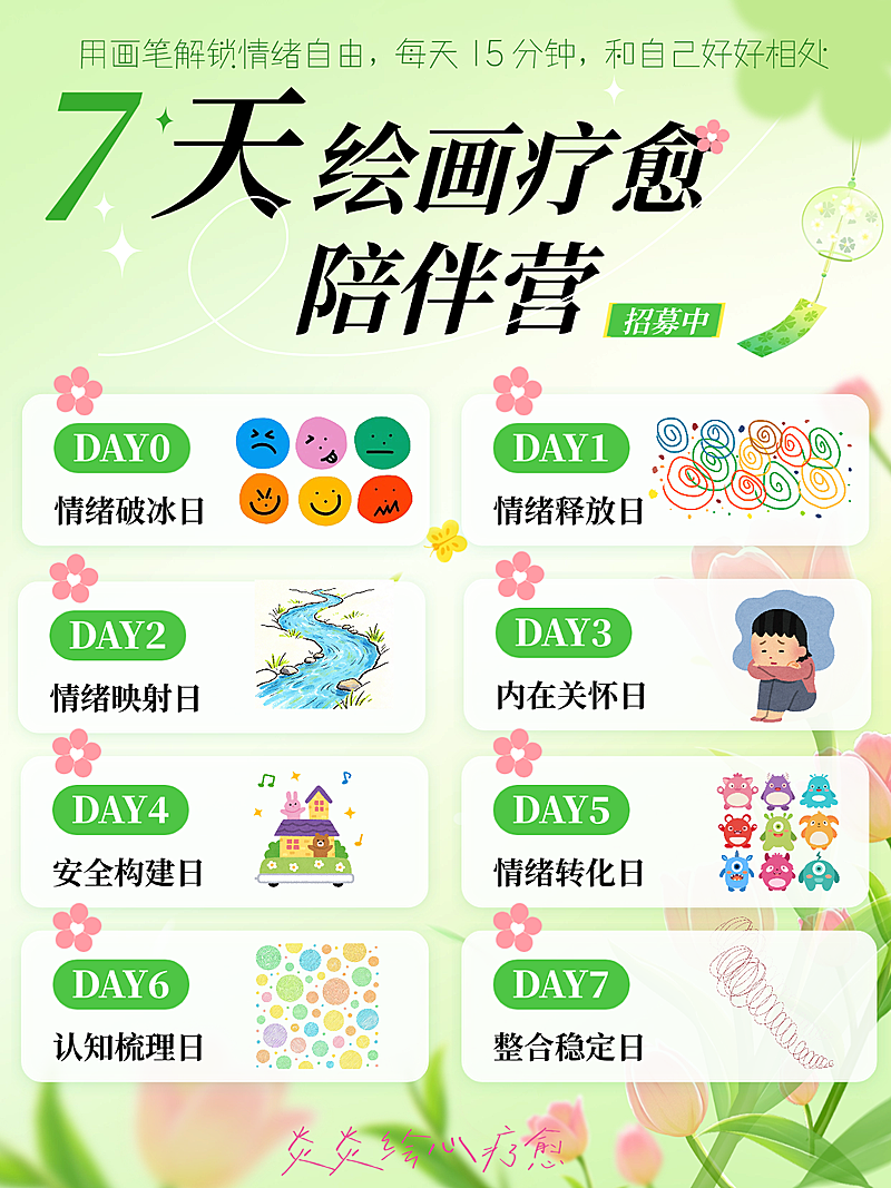 7天绘画疗愈陪伴营宣传小红书封面