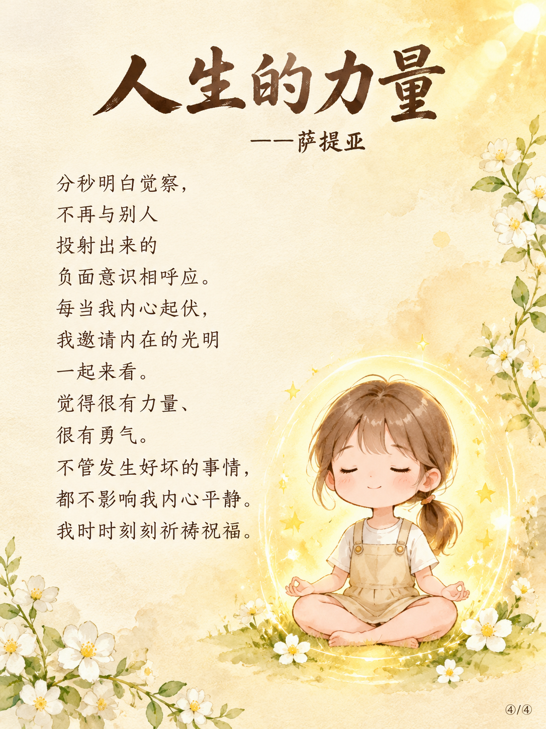 治愈系Q版儿童水彩插画风格竖版海报，比例3:4。暖米黄色干净通… - 图片创意预览