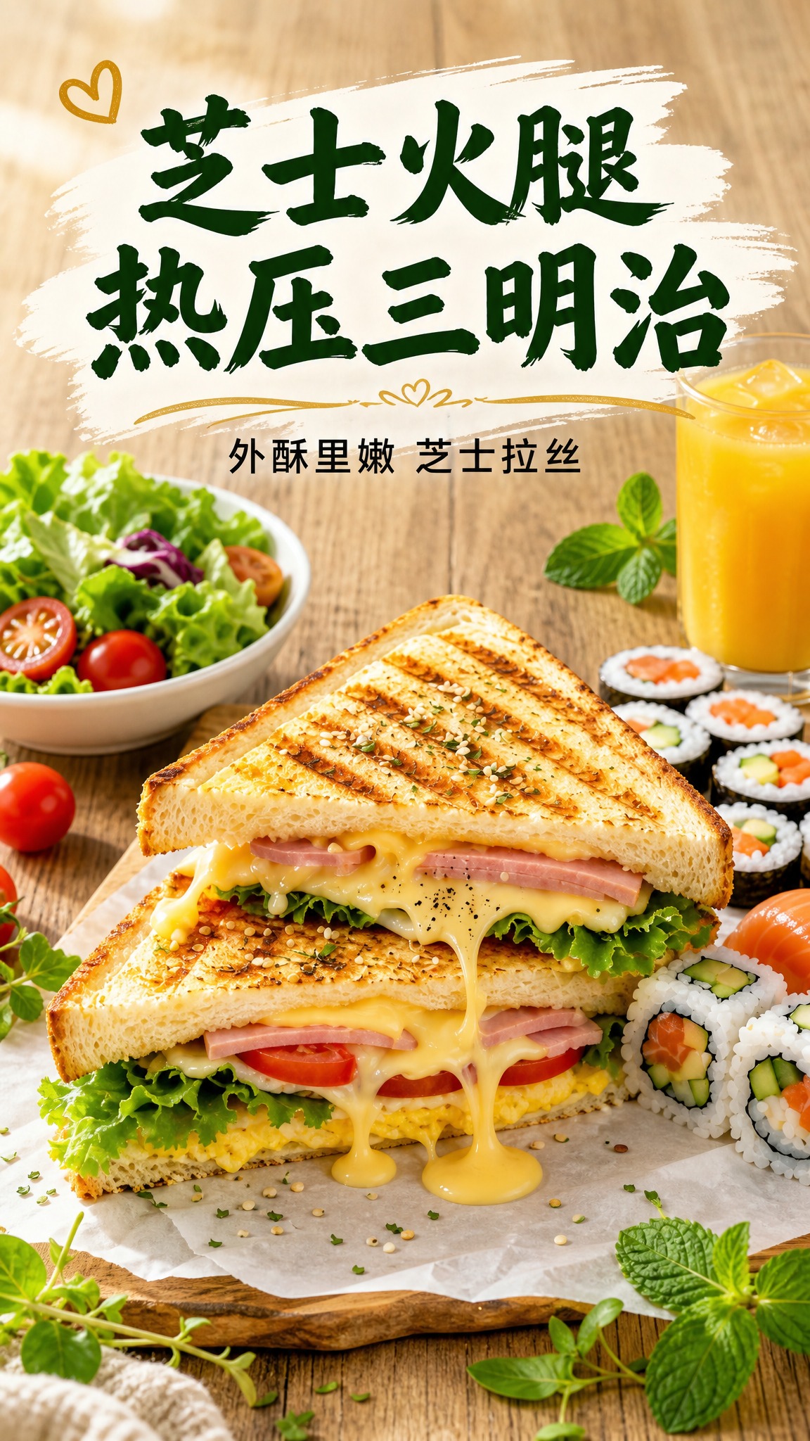 [主图-1] 首图点击率 芝士火腿热压三明治 食欲诱惑主题 [… - 图片创意预览