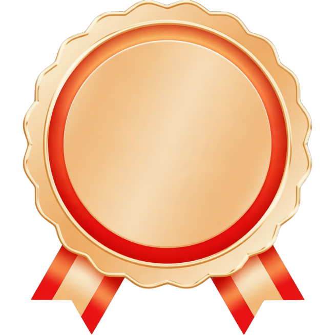 去除这枚金色奖章图片上的所有水印文字，保留奖章和飘带的原始样式，背景保持纯白色预览效果