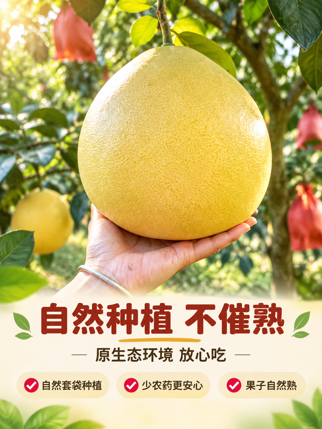 [商品] 使用【图4】手托蜜柚挂树实拍、【图3】果园环境；保留… - 图片创意预览