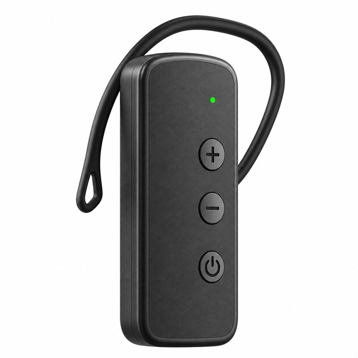基于参考图中的黑色挂耳式音频接收器产品，生成产品的斜侧面45度… - 图片创意预览