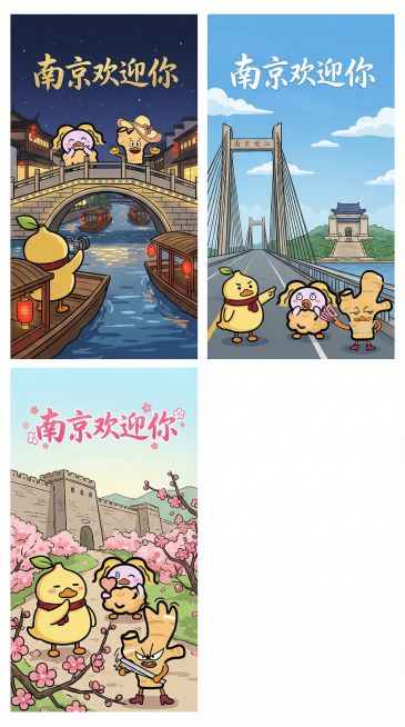用图片内表情为宣传南京生成H5界面3张预览效果