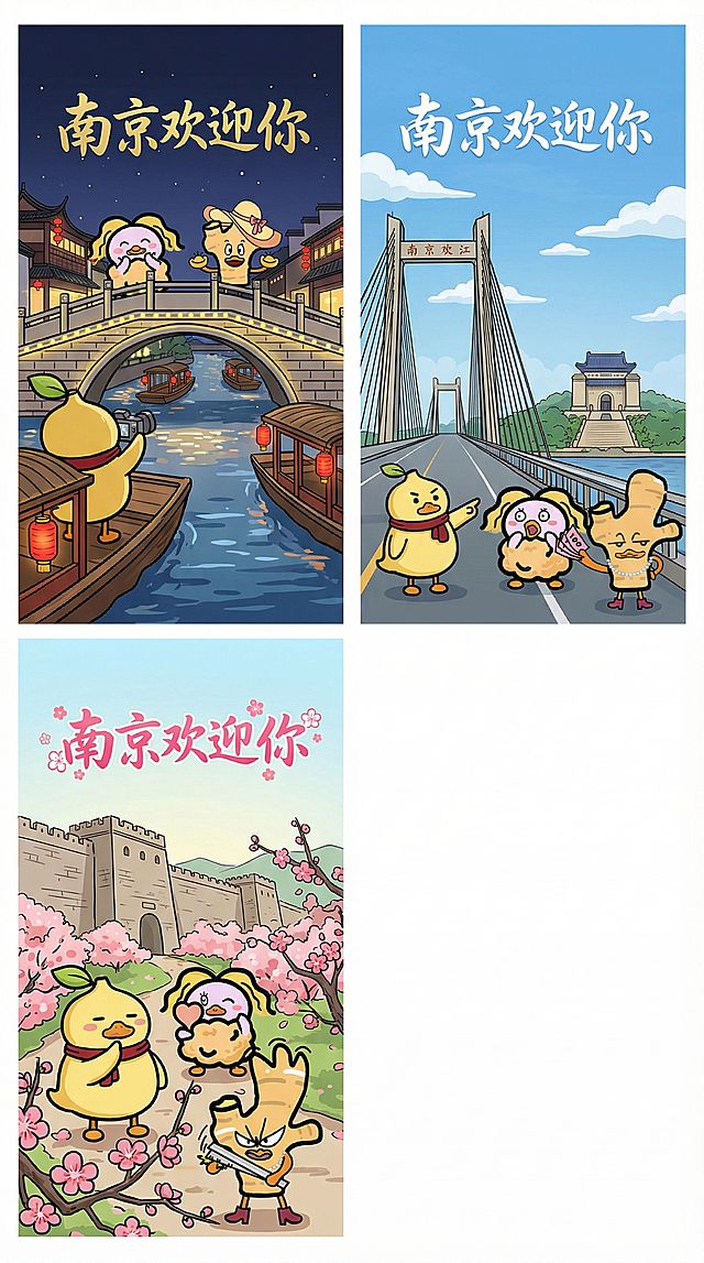 用图片内表情为宣传南京生成H5界面3张