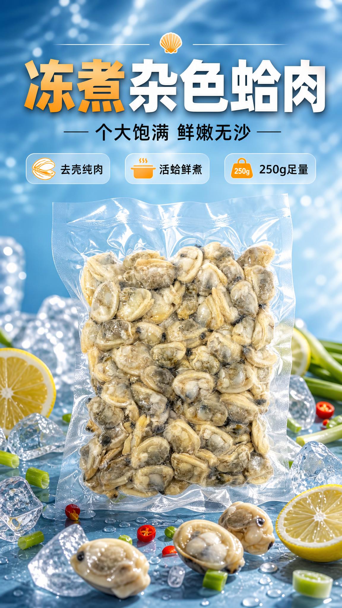 [商品] 使用【图1】真空袋装冻煮杂色蛤肉；保留透明真空包装袋… - 图片创意预览