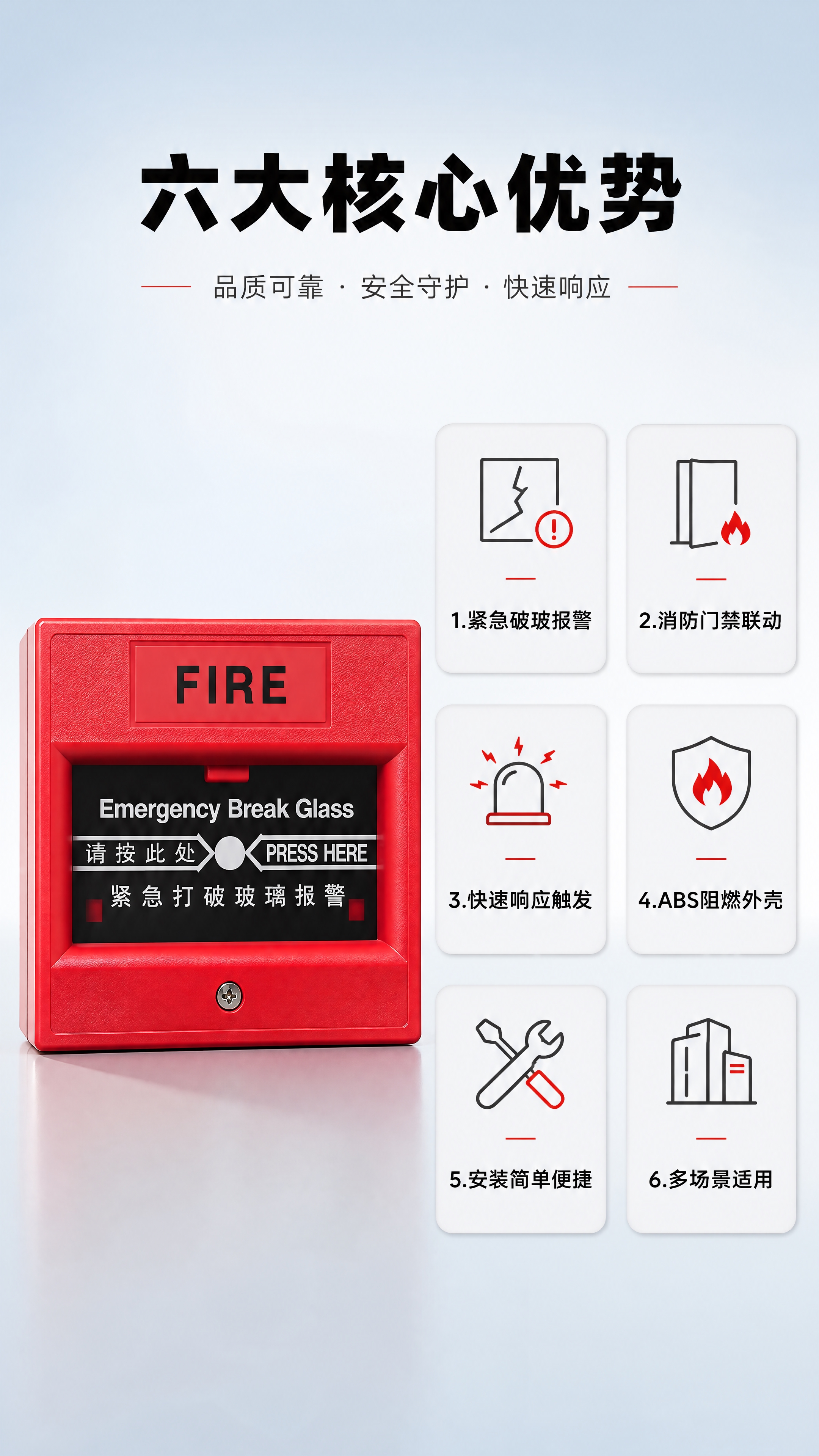 [商品] 使用【图1】红色款门禁紧急玻破开关作为主展示；保留方… - 图片创意预览