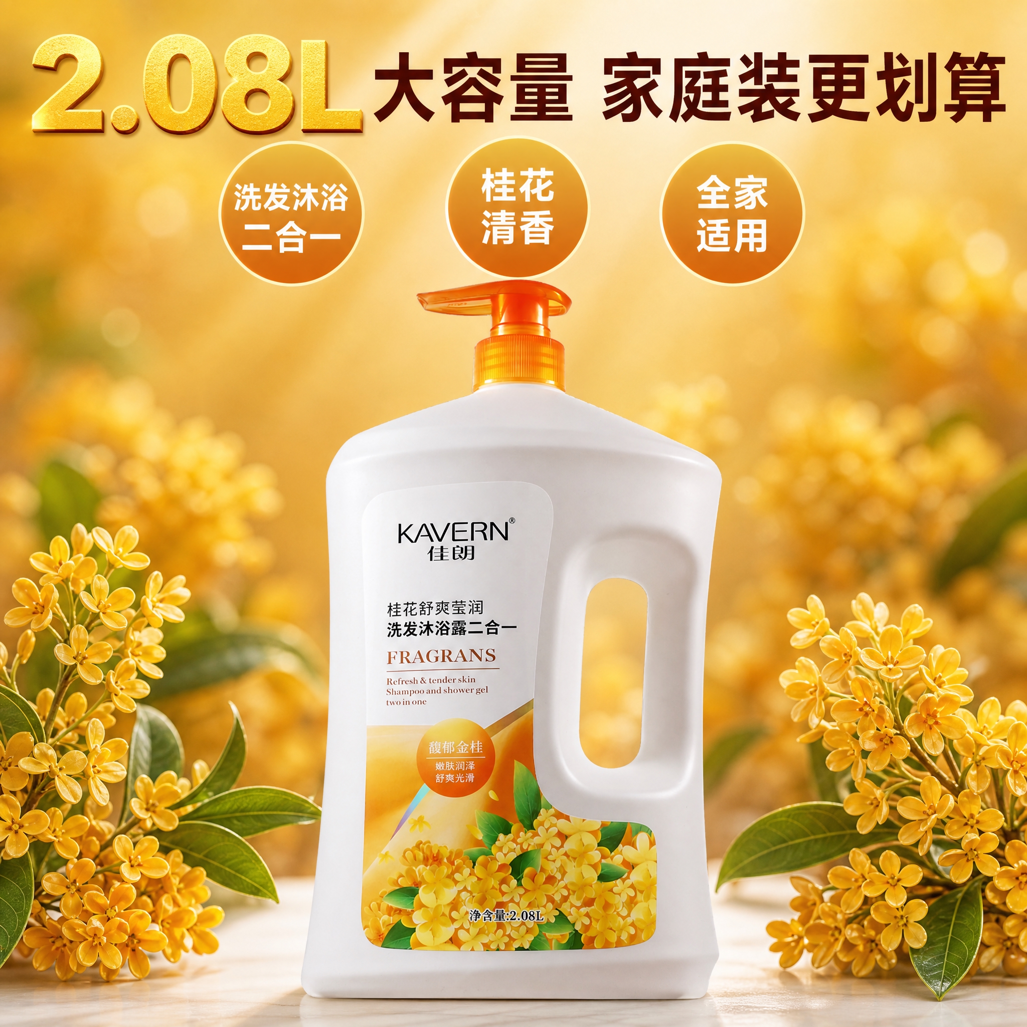 【主图-3】快手促销图，2.08L家庭装超值大容量，桂花香洗护… - 图片创意预览