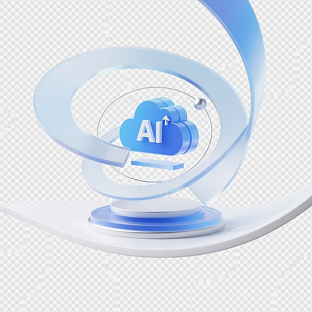 未来感十足的3D玻璃风设计，结合几何线条与透明质感，展现AI科技的清透与流动之美，象征数据上传与智能进化。