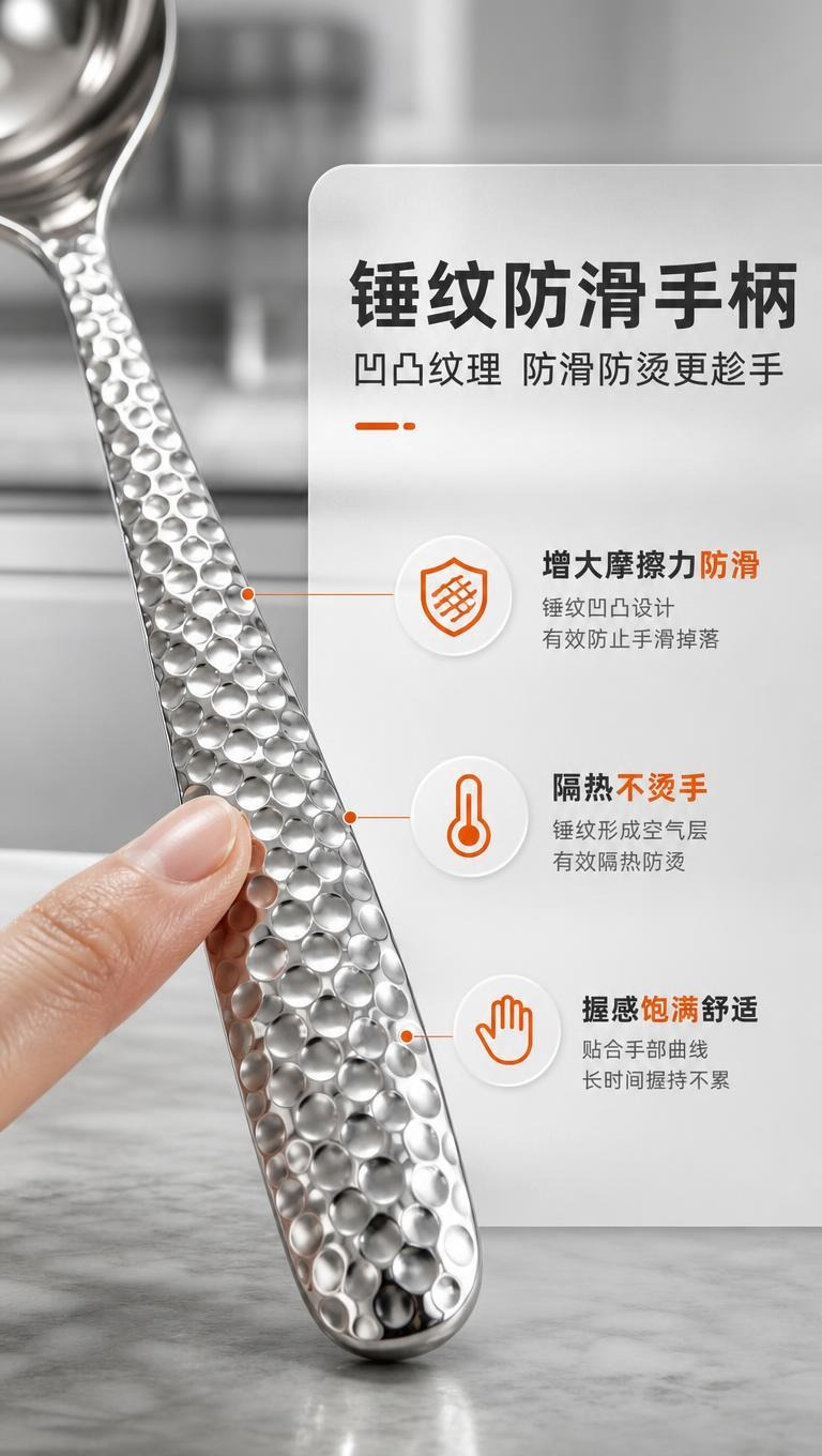 [商品] 使用【图1】中的304不锈钢锤纹汤勺和漏勺；重点保留… - 图片创意预览
