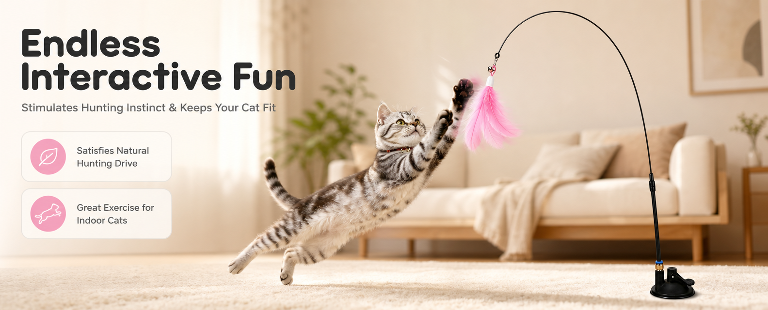 [商品] 使用【图1】吸盘式羽毛逗猫棒；保留黑色弹性钢丝杆、吸… - 图片创意预览