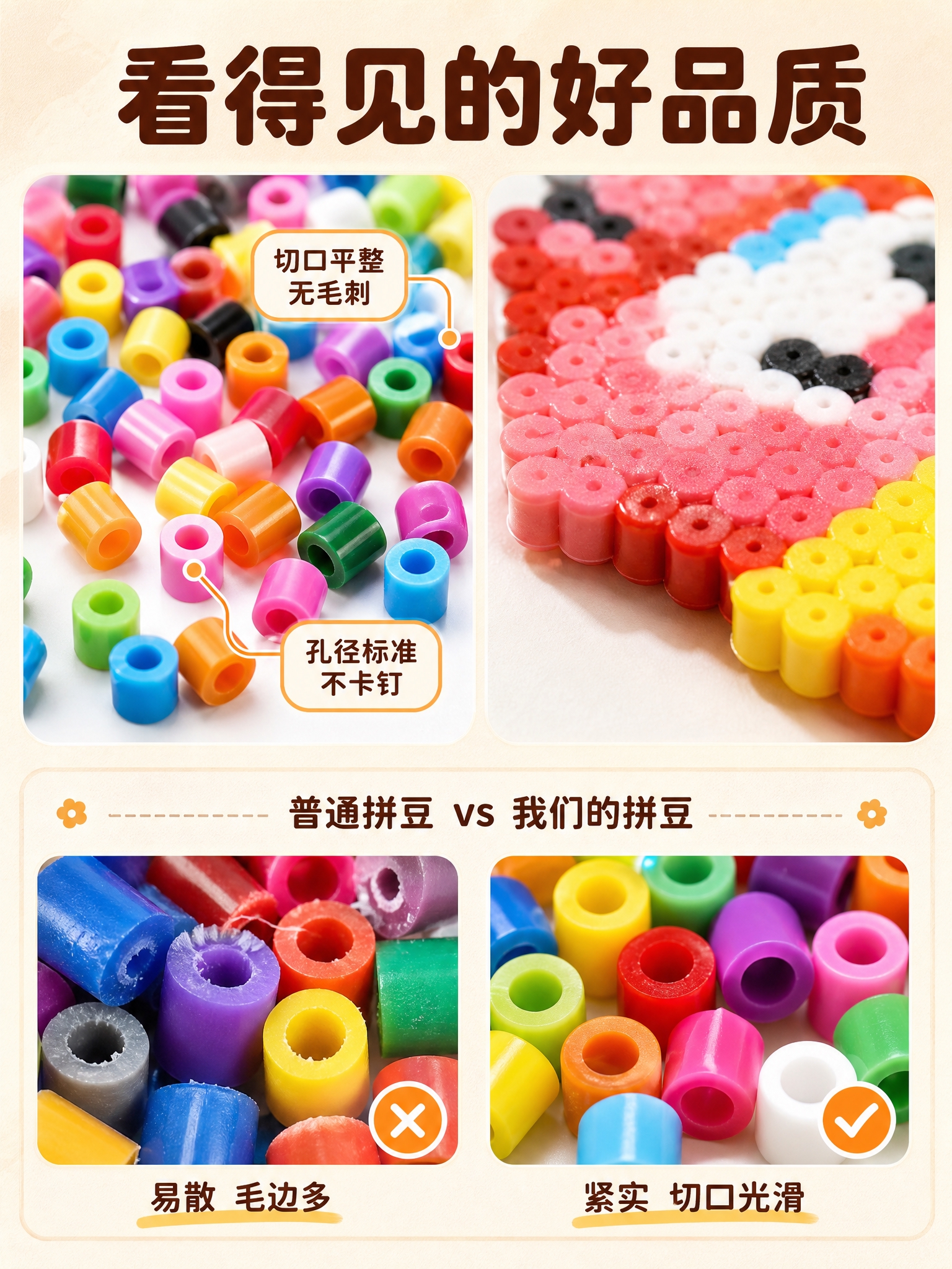 [商品] 使用【图1】拼豆颗粒特写；保留2.6mm圆柱形中空结… - 图片创意预览