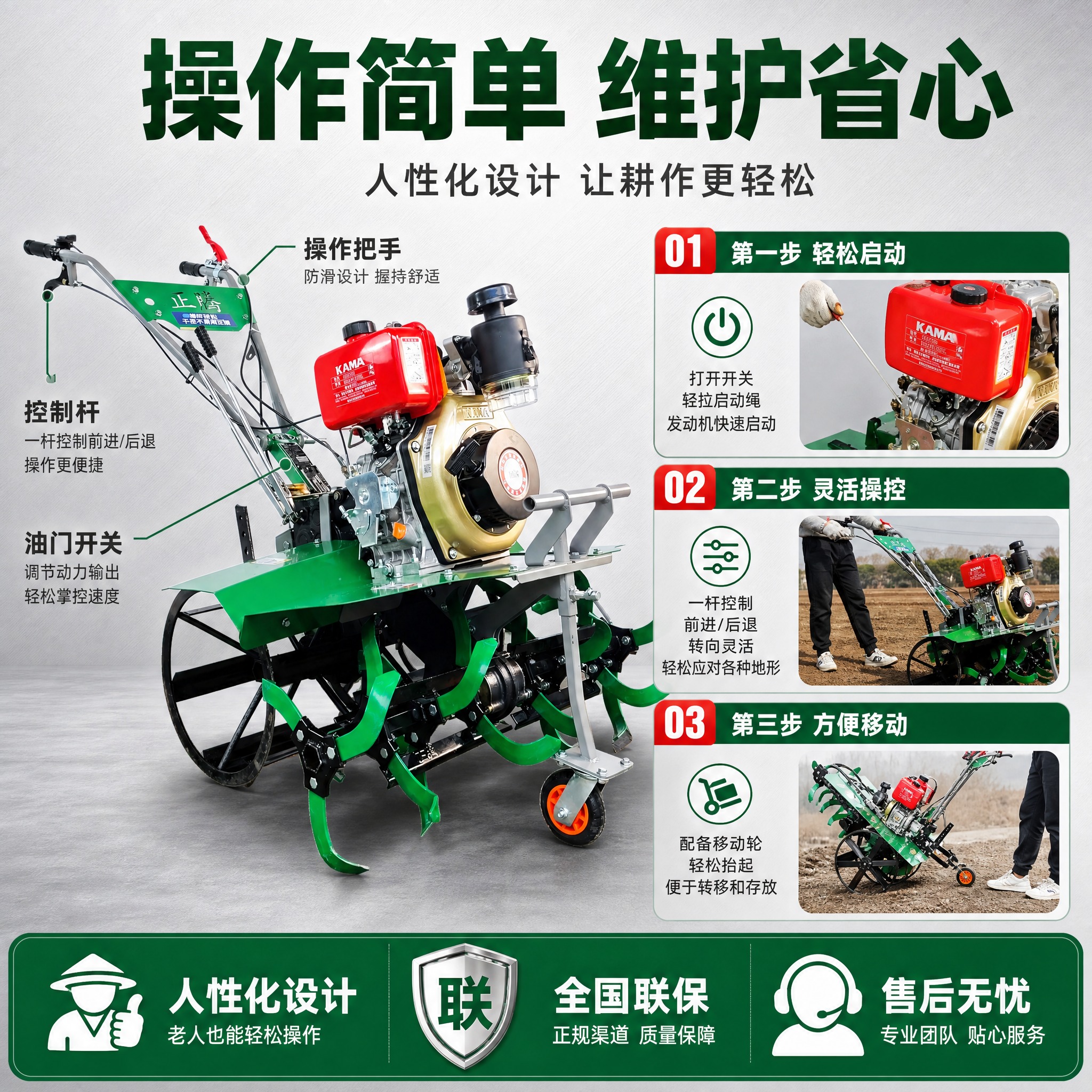 [主图-6] 正腾牌KAMA动力柴油微耕机 操作便捷与维护省心… - 图片创意预览