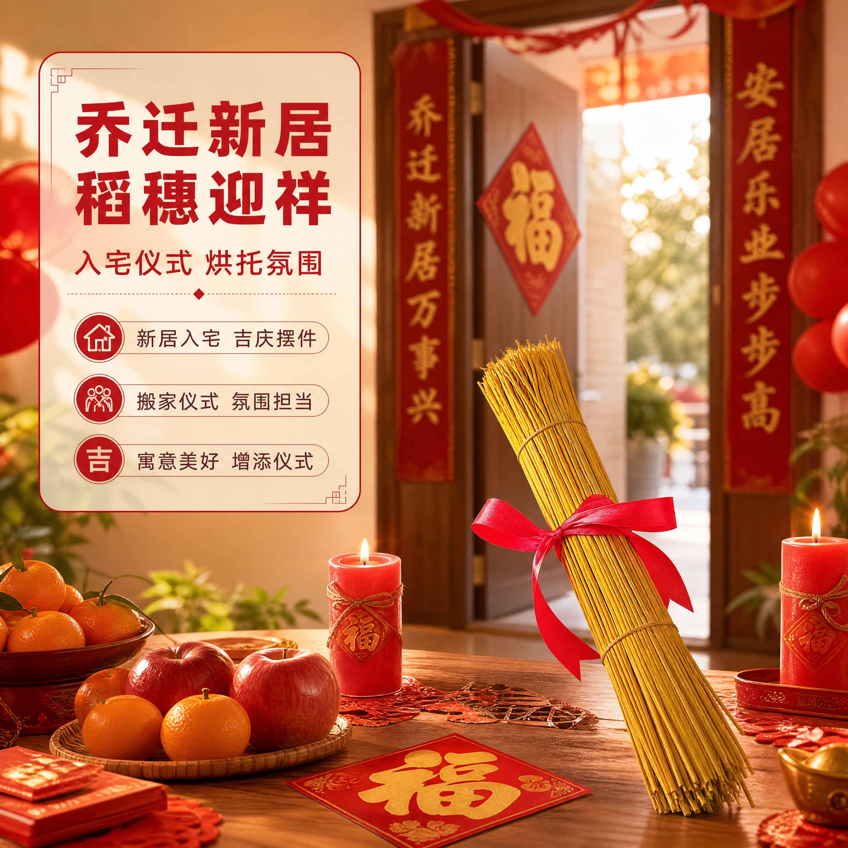 [商品] 使用【图1】去尾稻草捆红绳乔迁桌面摆饰；保留干稻草金… - 图片创意预览