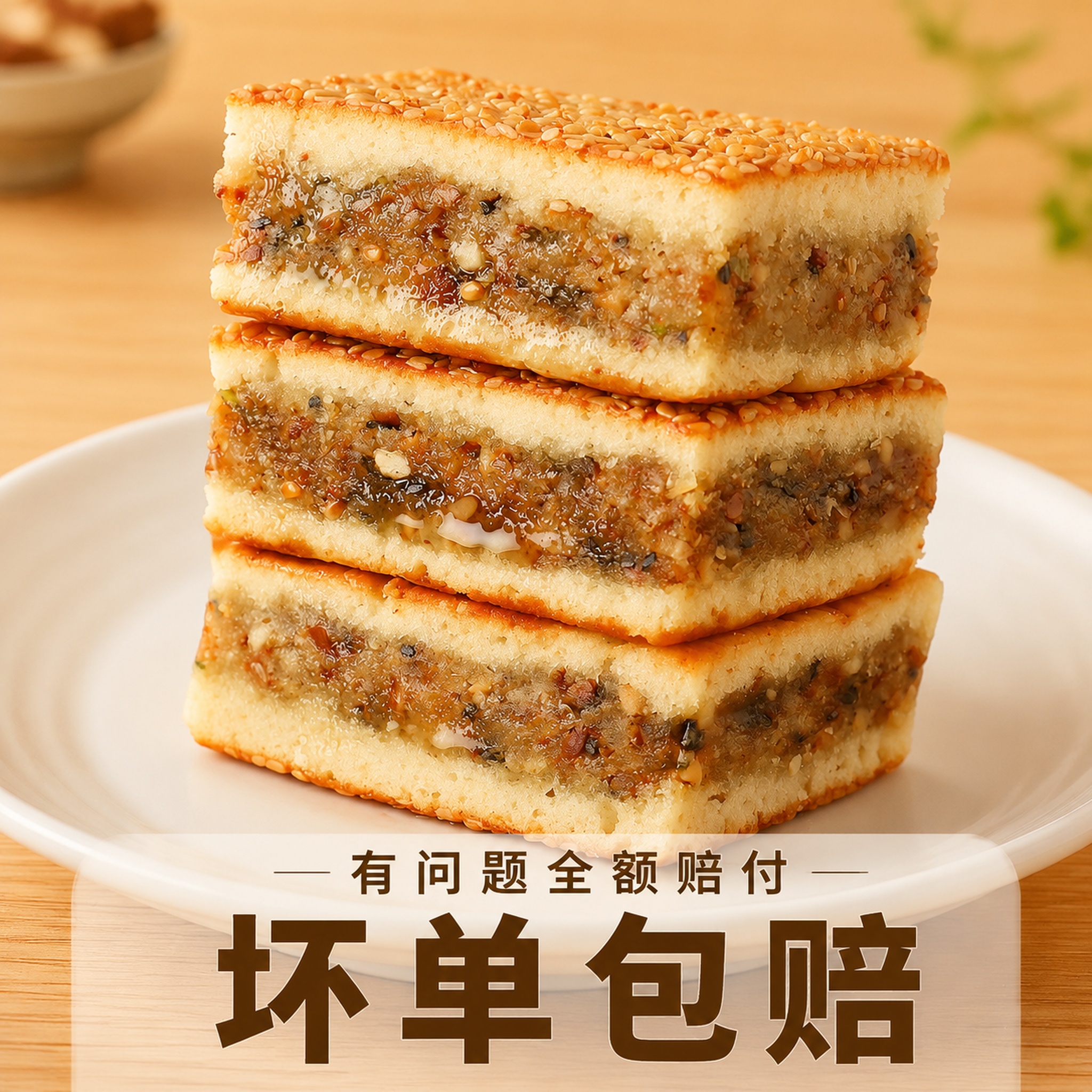[主图-22] 三层五宝糕突出坏单包赔卖点。 [氛围风格] 服… - 图片创意预览