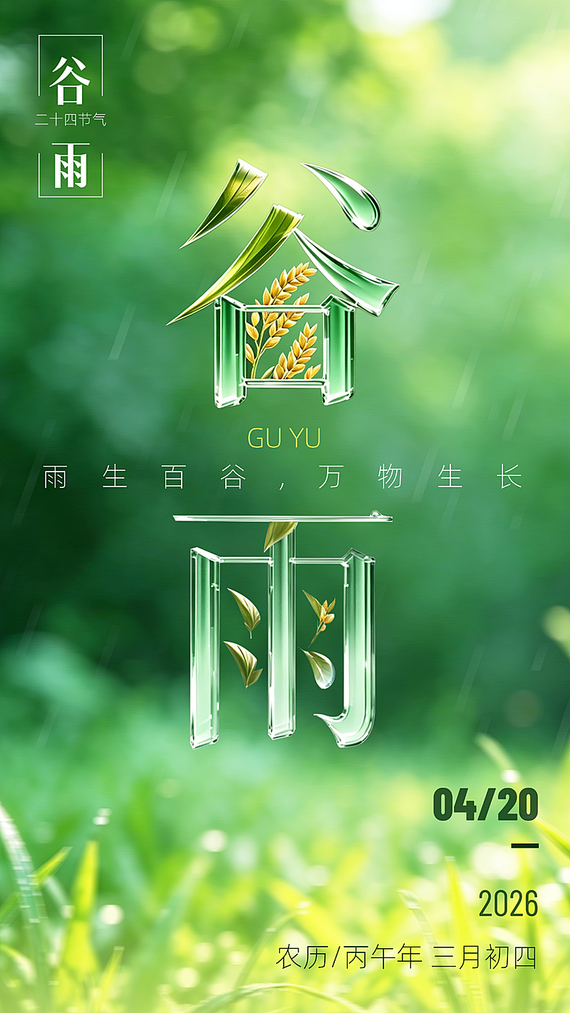 谷雨节气祝福实景竖版海报