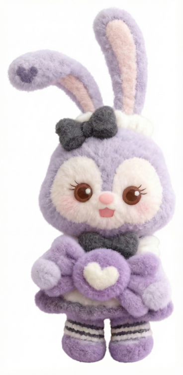 重新绘制清晰的毛茸茸兔子玩偶，增强毛绒质感与细节。只要兔子，其它背景不要预览效果