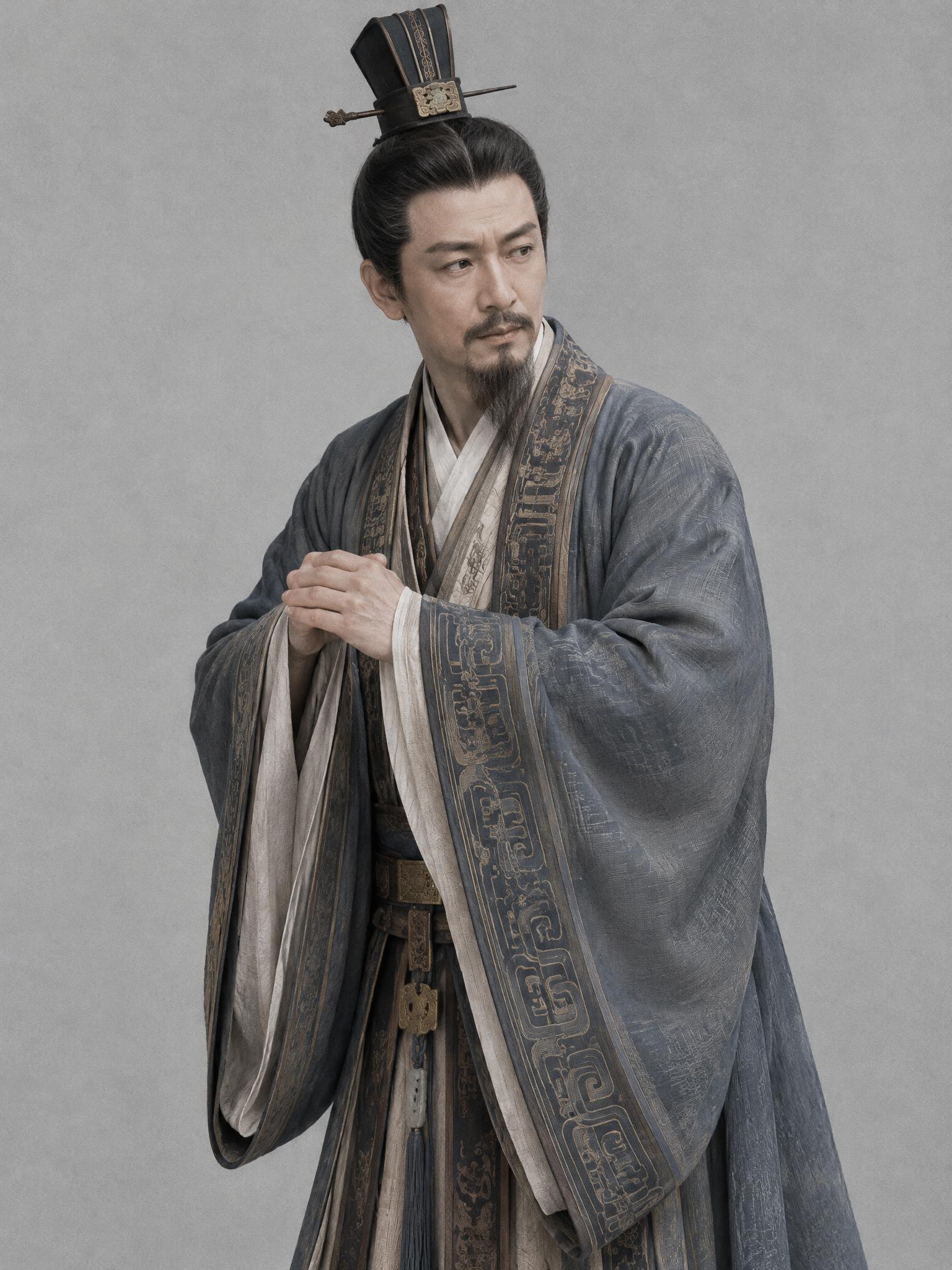 中国春秋时期贤者季札，中年士大夫形象，拱手侧身退避姿态，礼让姿… - 图片创意预览