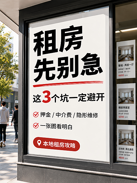 租房避坑攻略分享简约醒目风小红书封面