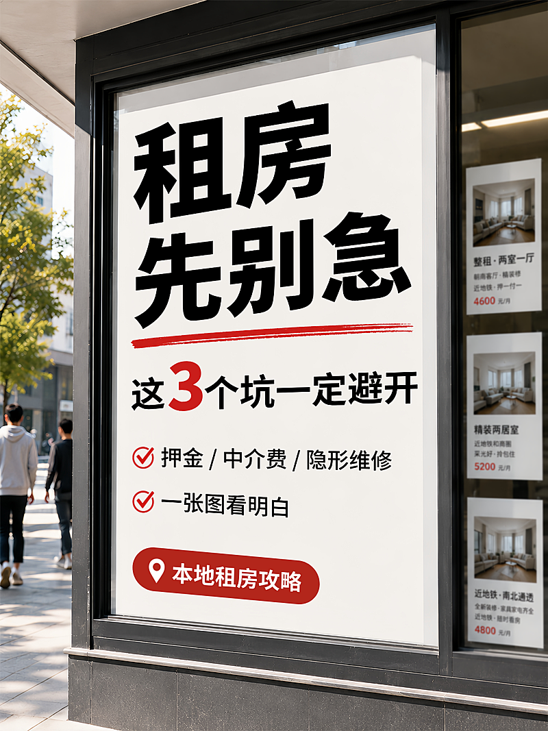 租房避坑攻略分享简约醒目风小红书封面