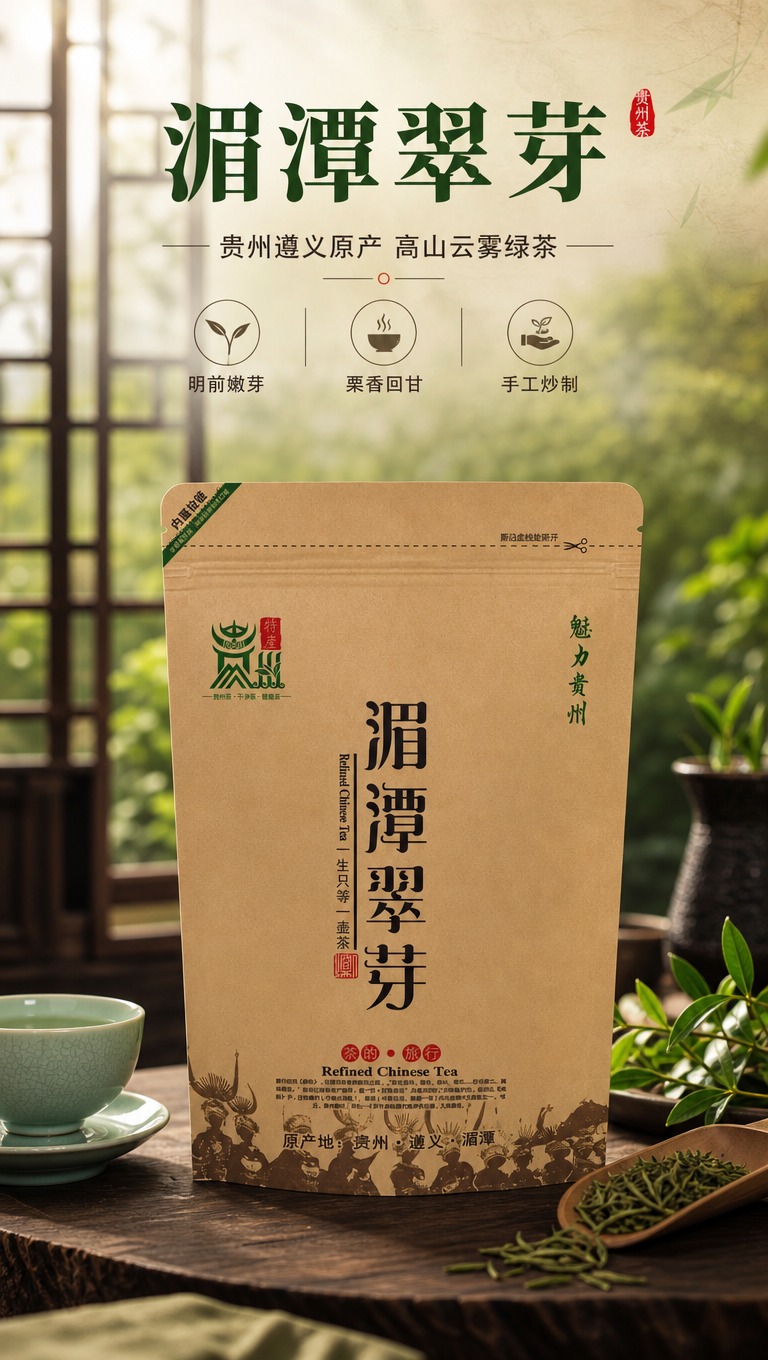 [商品] 使用【图1】湄潭翠芽牛皮纸自立袋（正面）；保留包装袋… - 图片创意预览