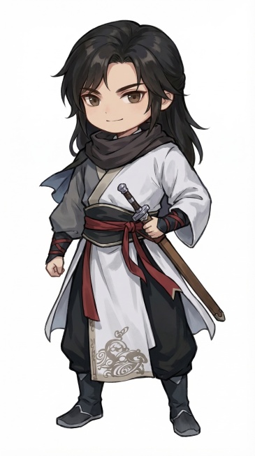 将人物改为2D Q版比例形象，保持原有画风和服饰细节预览效果