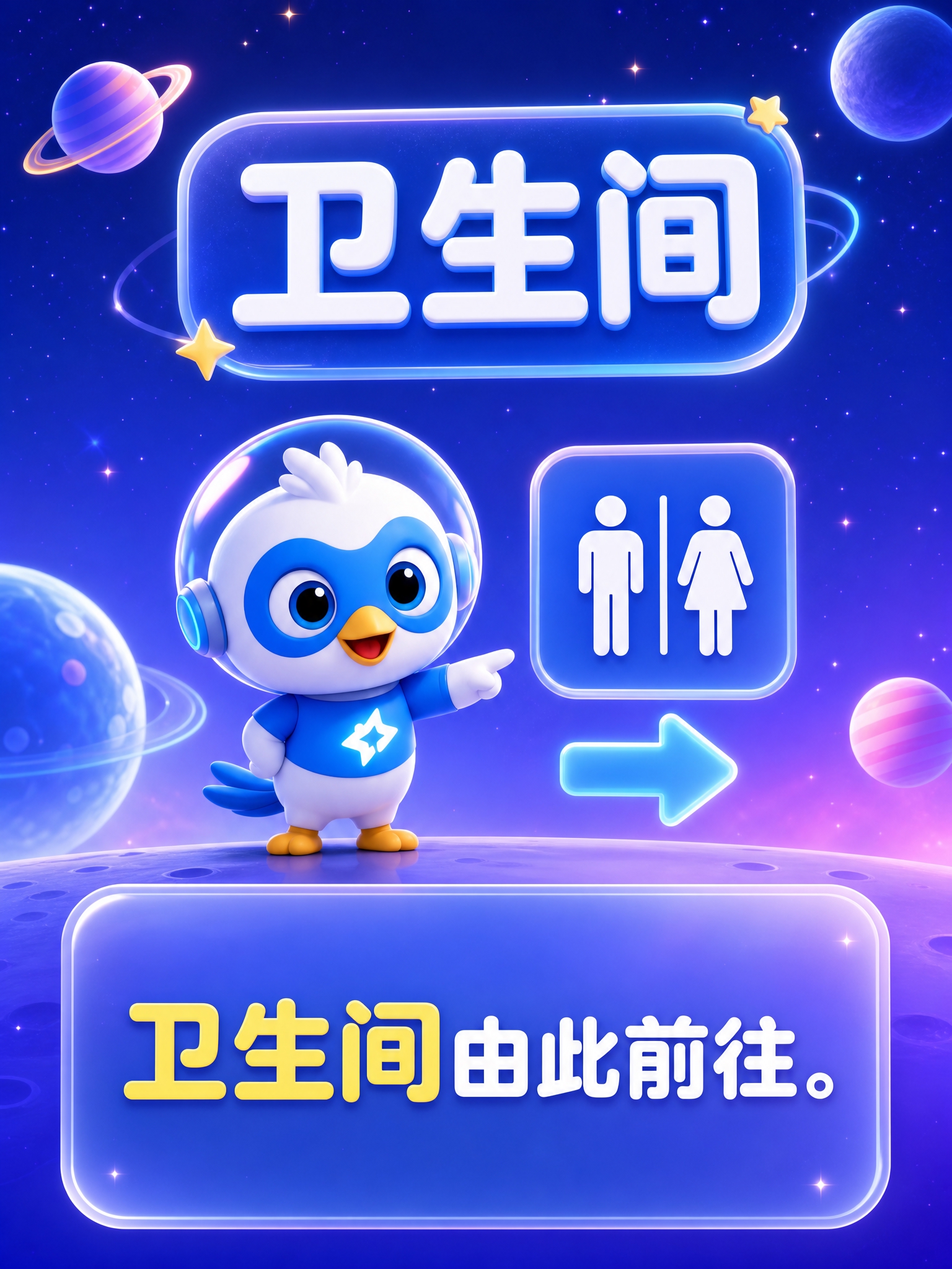 竖版童趣星际3D指引海报，3:4比例，画面干净通透、无杂乱元素… - 图片创意预览