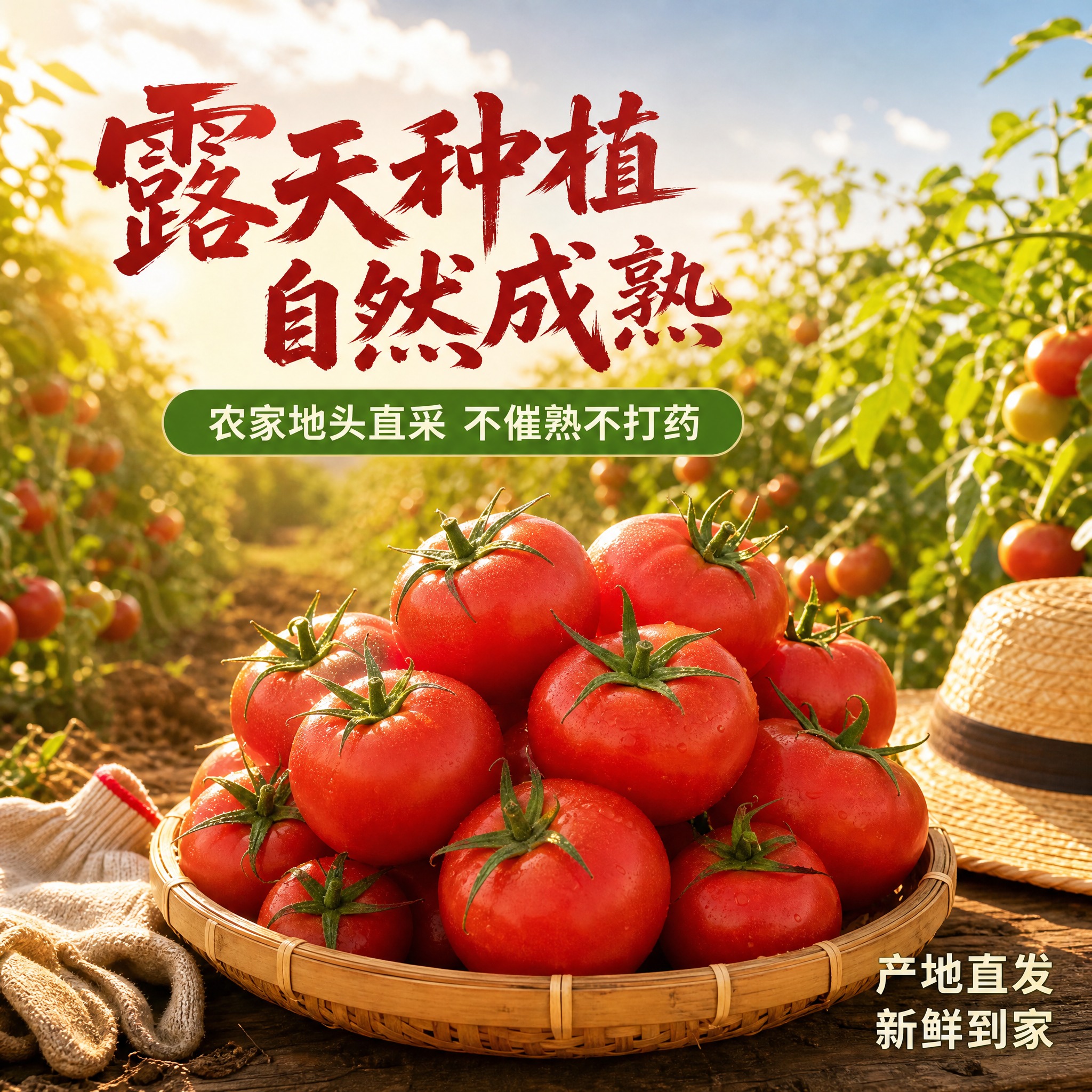 [主图-2 番茄产地图] 露天种植产地溯源 农家地头直供 自然… - 图片创意预览