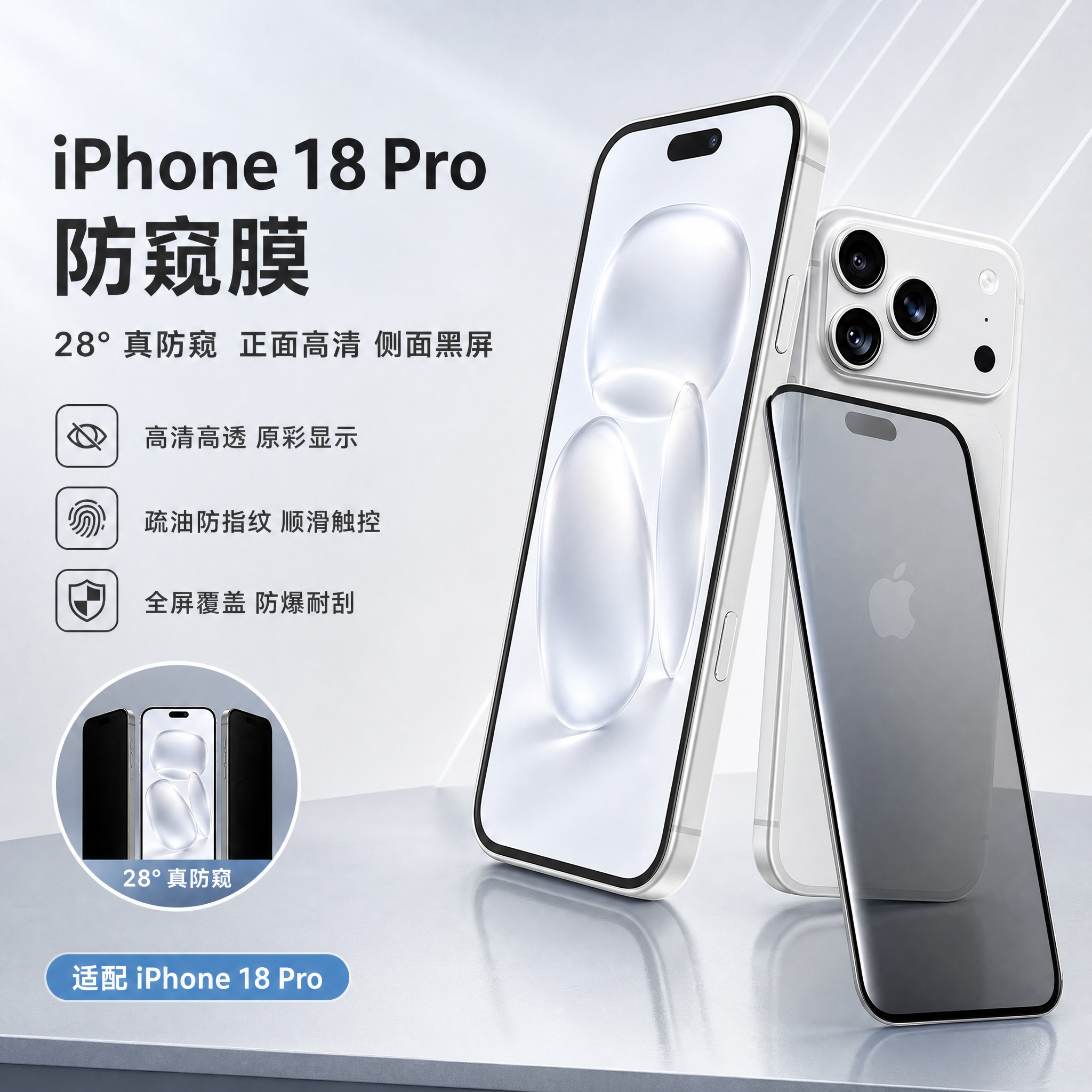 [单张主图] 苹果 iPhone 18 Pro 手机防窥膜电商… - 图片创意预览
