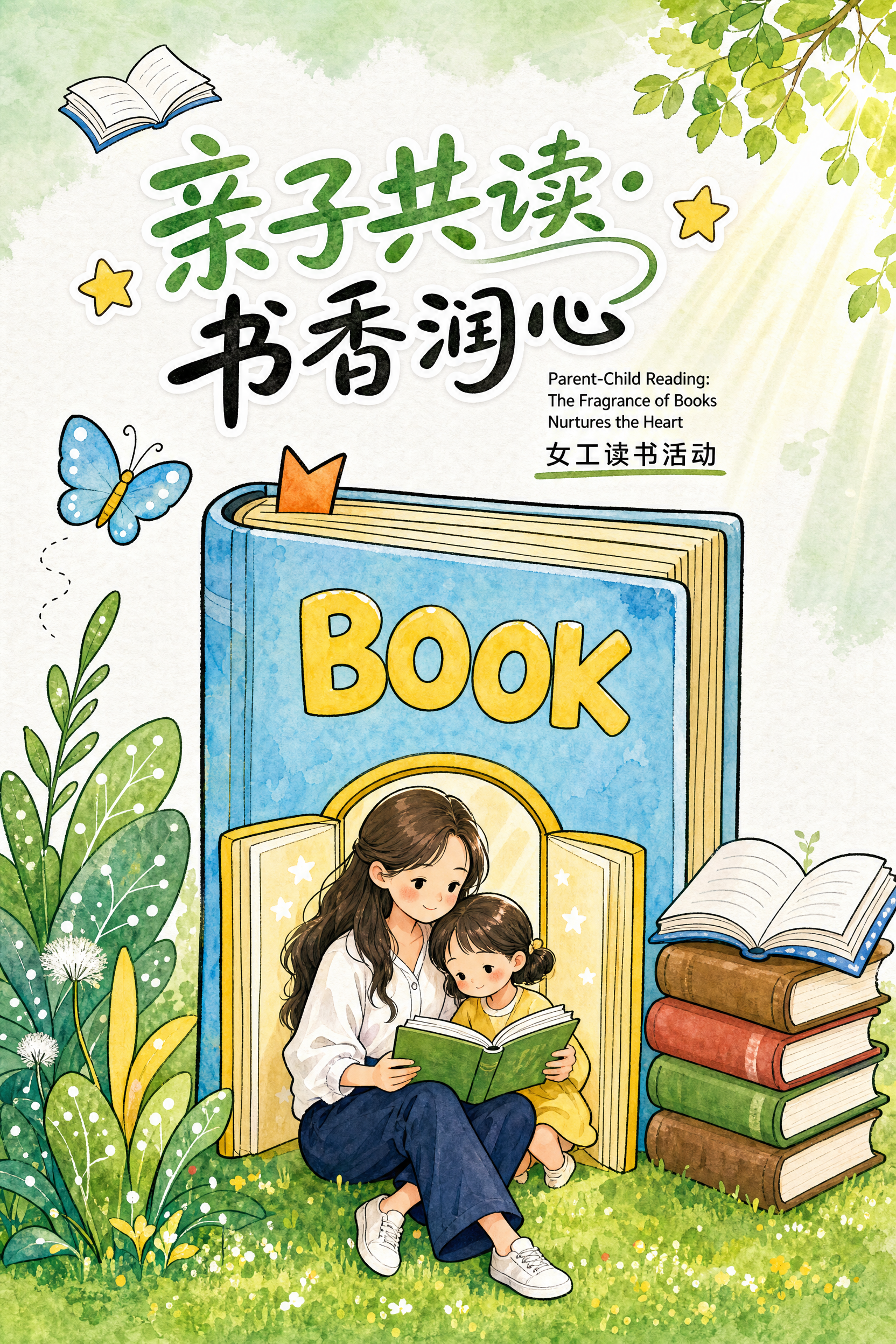竖版手机海报设计，清新治愈系儿童手绘插画风格，水彩 + 马克笔… - 图片创意预览