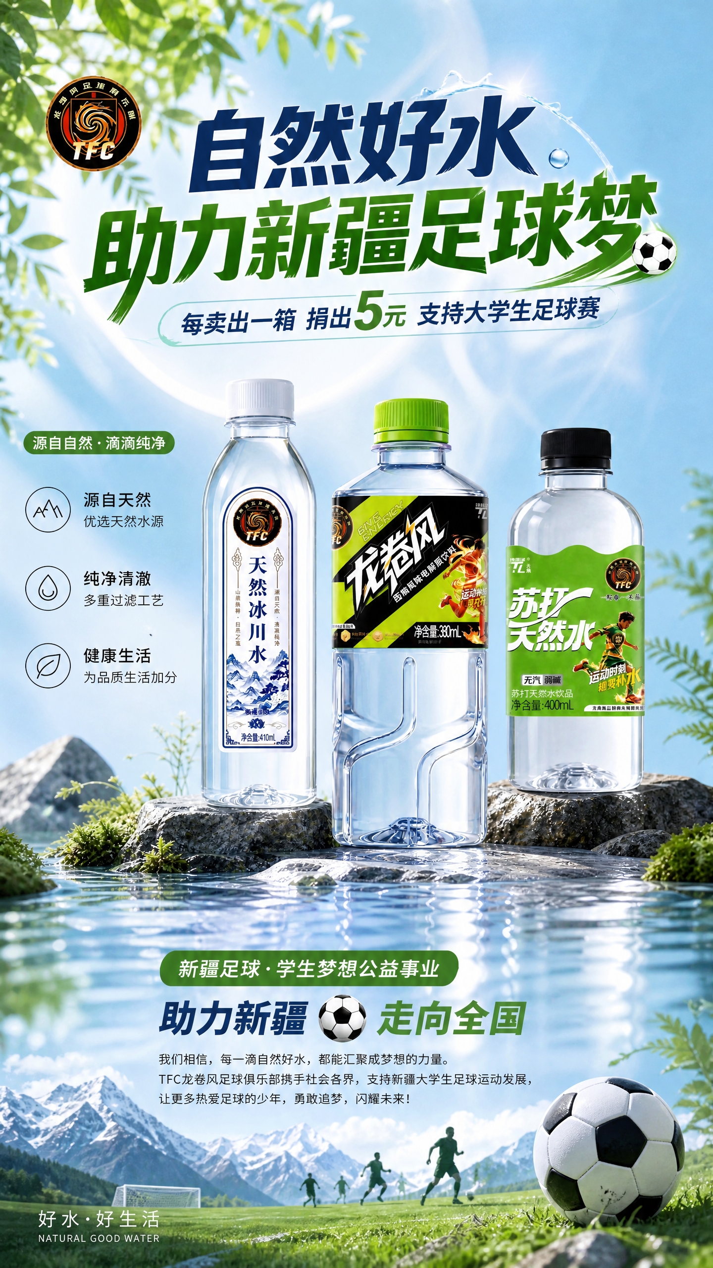 在原图基础上进行修改，保留三款水产品（天然冰川水、龙卷风西柚风… - 图片创意预览