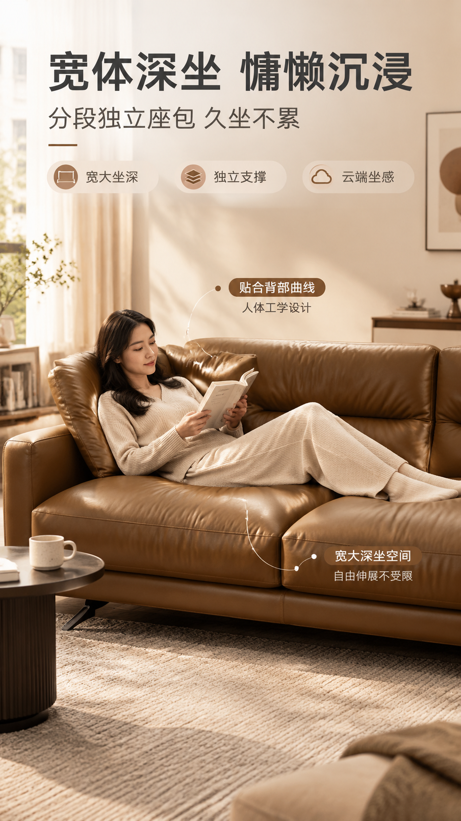 [商品] 使用【图1】LKS8803日暮沙发棕色真皮款；保留方… - 图片创意预览