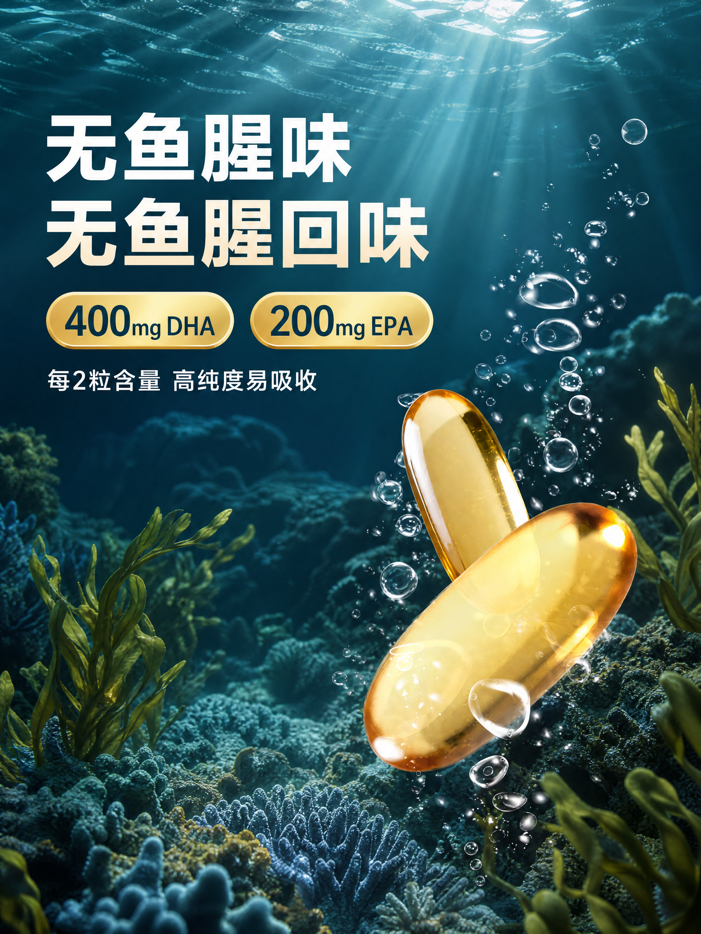 [商品] 使用【图4】深海场景中的金色Omega-3胶囊图；保… - 图片创意预览