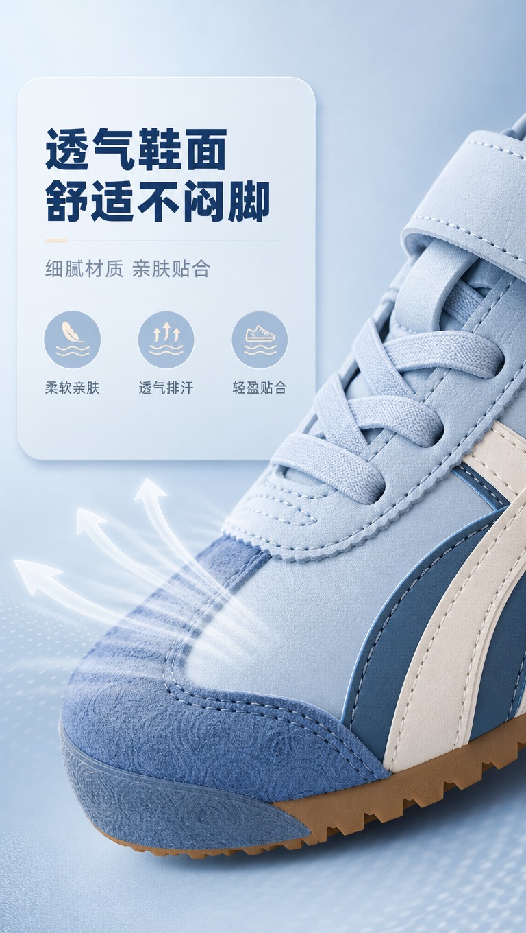 [商品] 使用【图1】雾霾蓝拼米白魔术贴运动鞋；商品处理：保留… - 图片创意预览