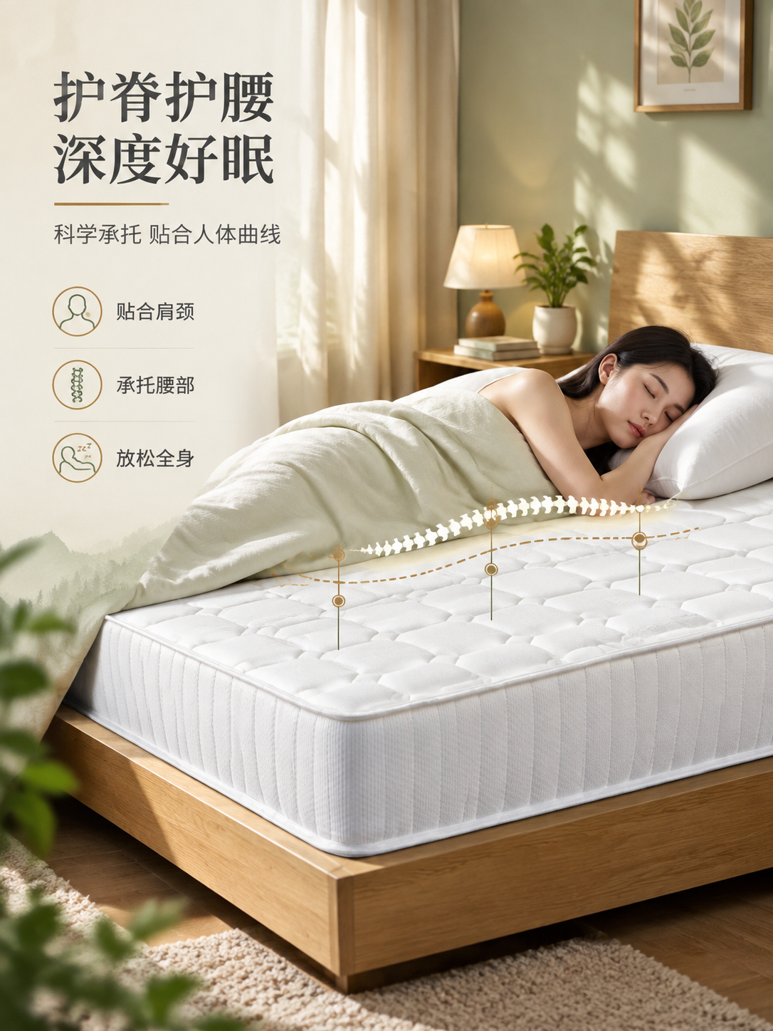 [商品] 使用【图2】【图4】白色方格绗缝床垫；商品处理：保留… - 图片创意预览