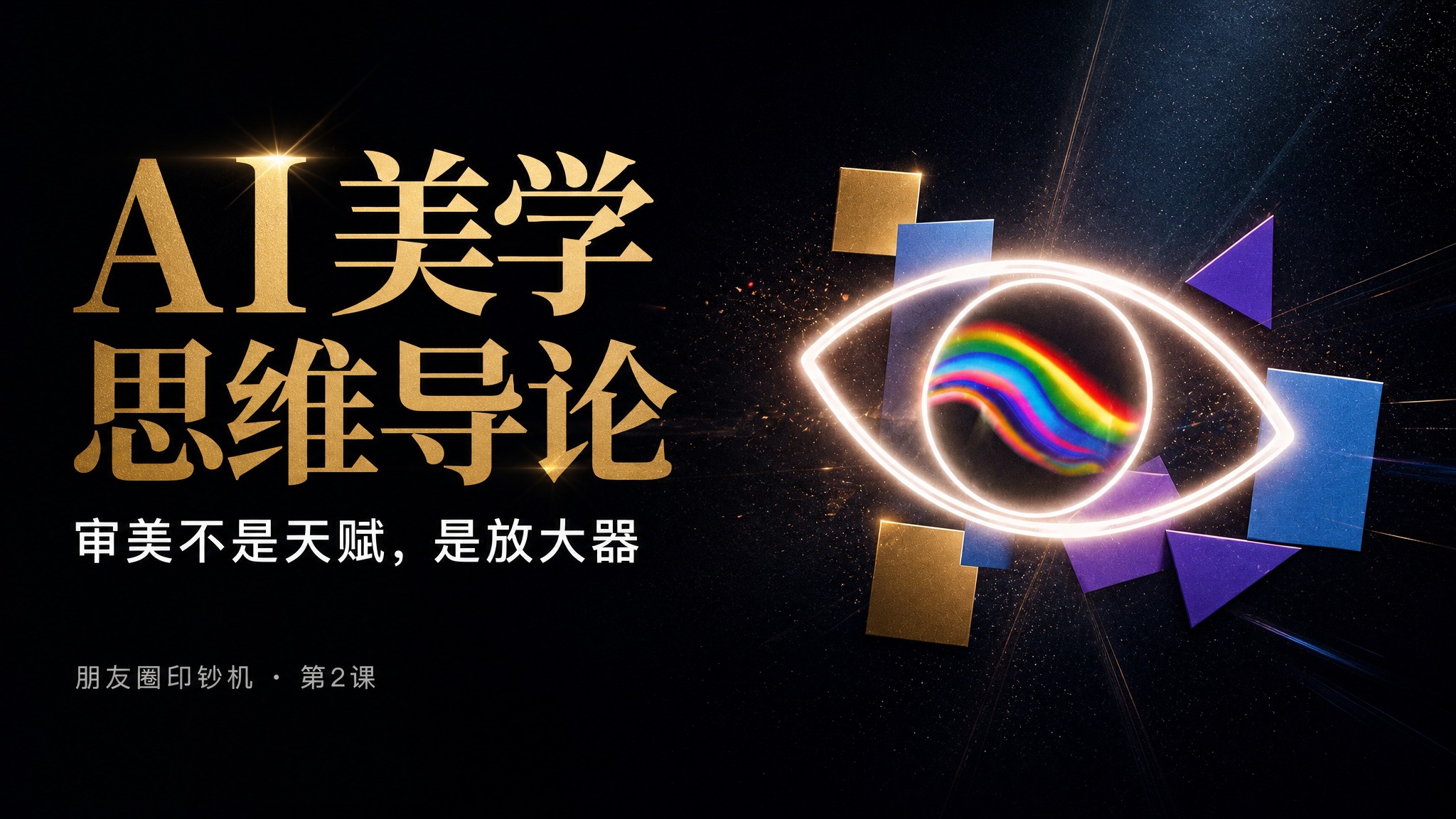 基于参考图的霓虹眼睛图形和深色科技背景，制作一张16:9横版课… - 图片创意预览