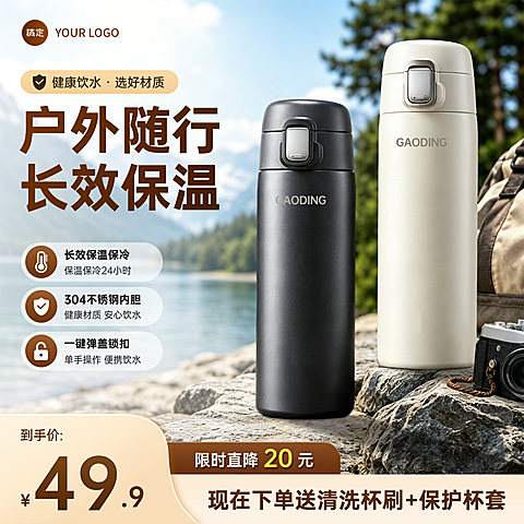 保温杯水杯户外用品电商零售主图直通车